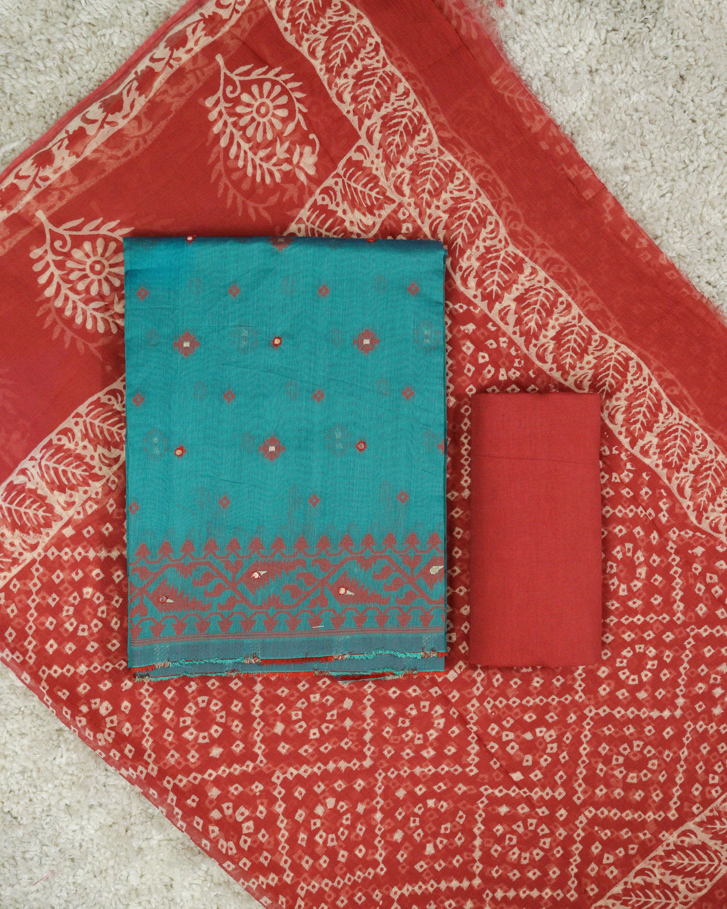 Load image into Gallery viewer, Chanderi Cotton Unstitched Suit-2931