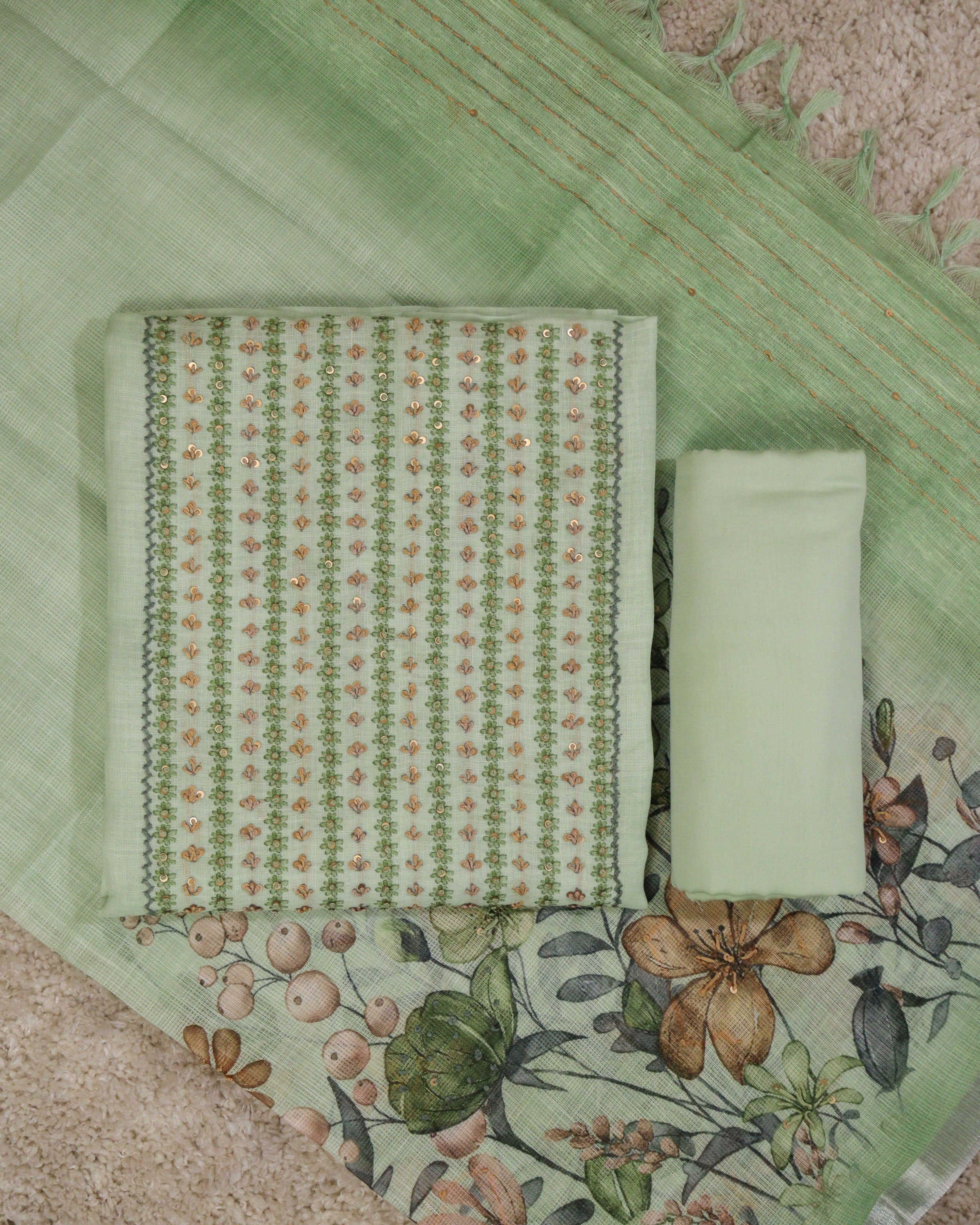 Load image into Gallery viewer, Linen Cotton Unstitched Suit-2938