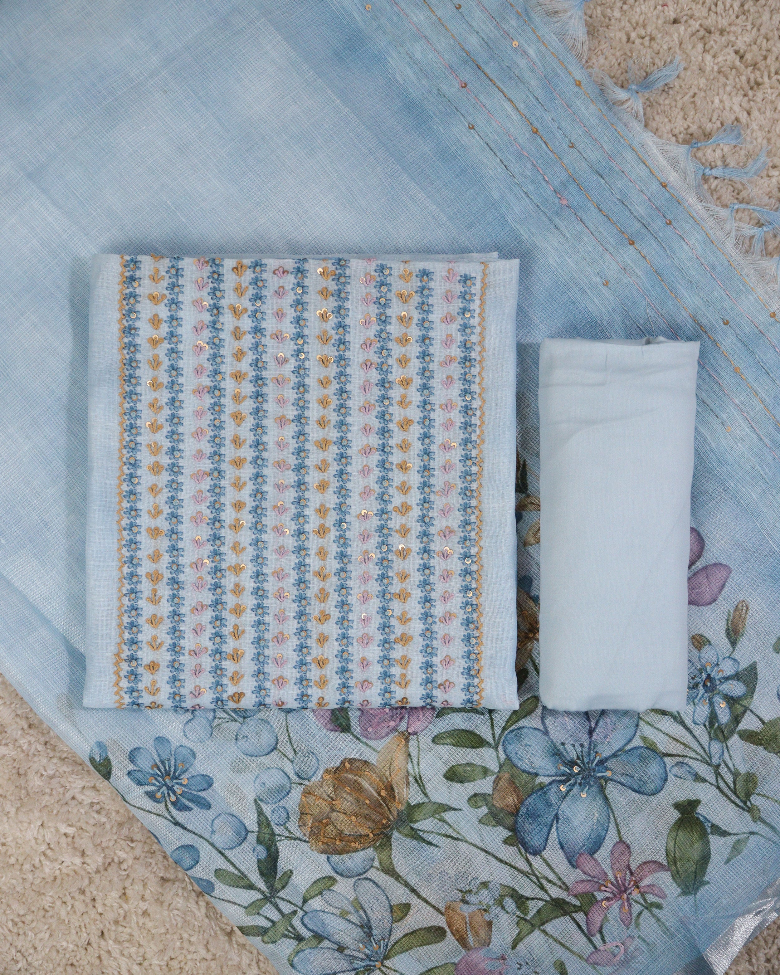 Load image into Gallery viewer, Linen Cotton Unstitched Suit-2938