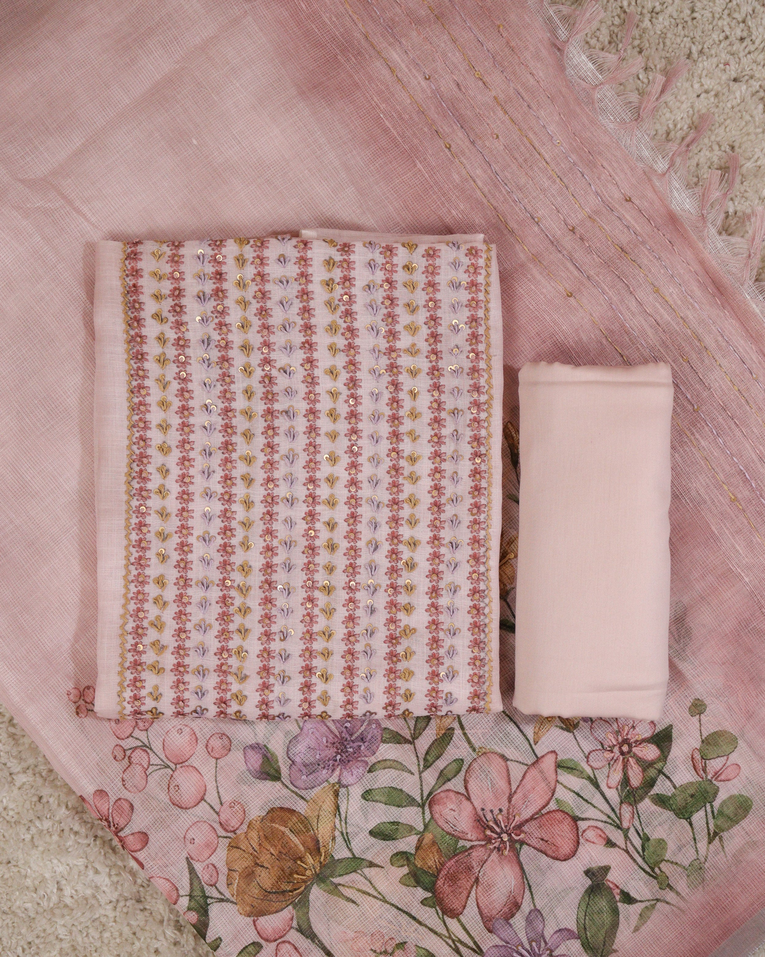 Load image into Gallery viewer, Linen Cotton Unstitched Suit-2938