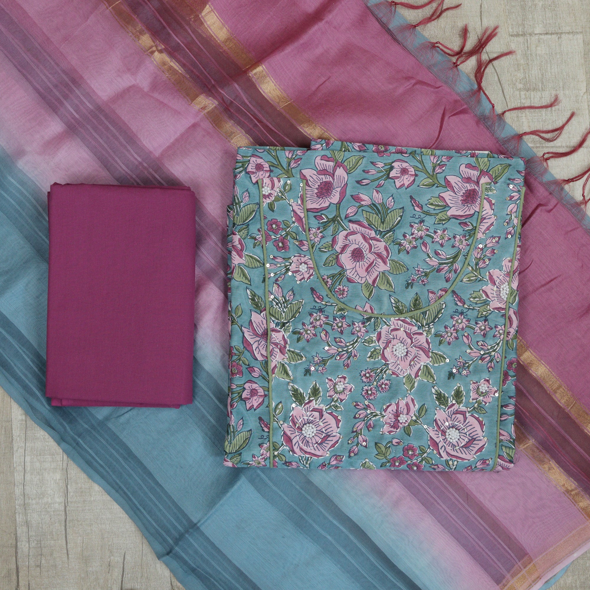 Load image into Gallery viewer, Chanderi Silk Unstitched Suit-4924