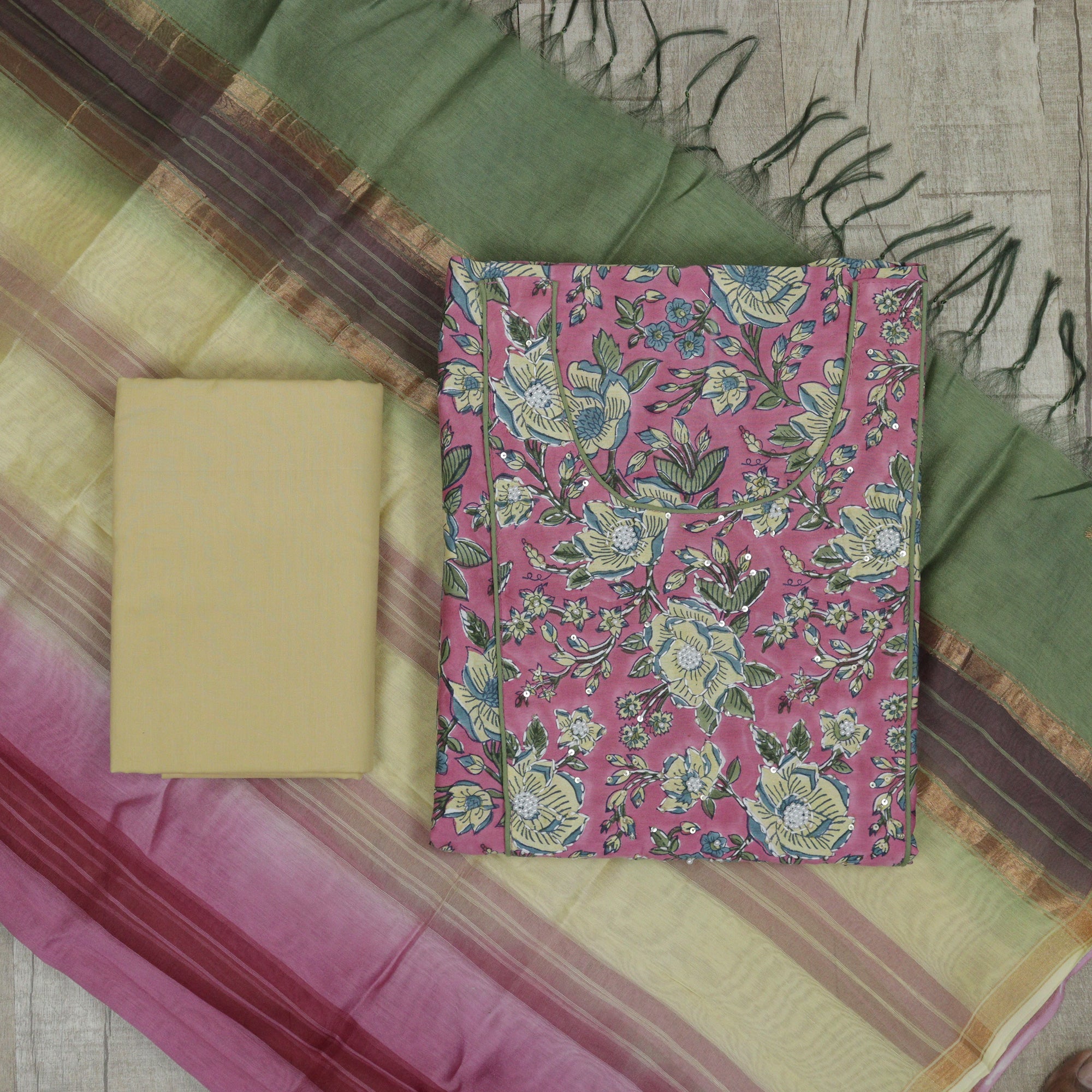 Load image into Gallery viewer, Chanderi Silk Unstitched Suit-4924