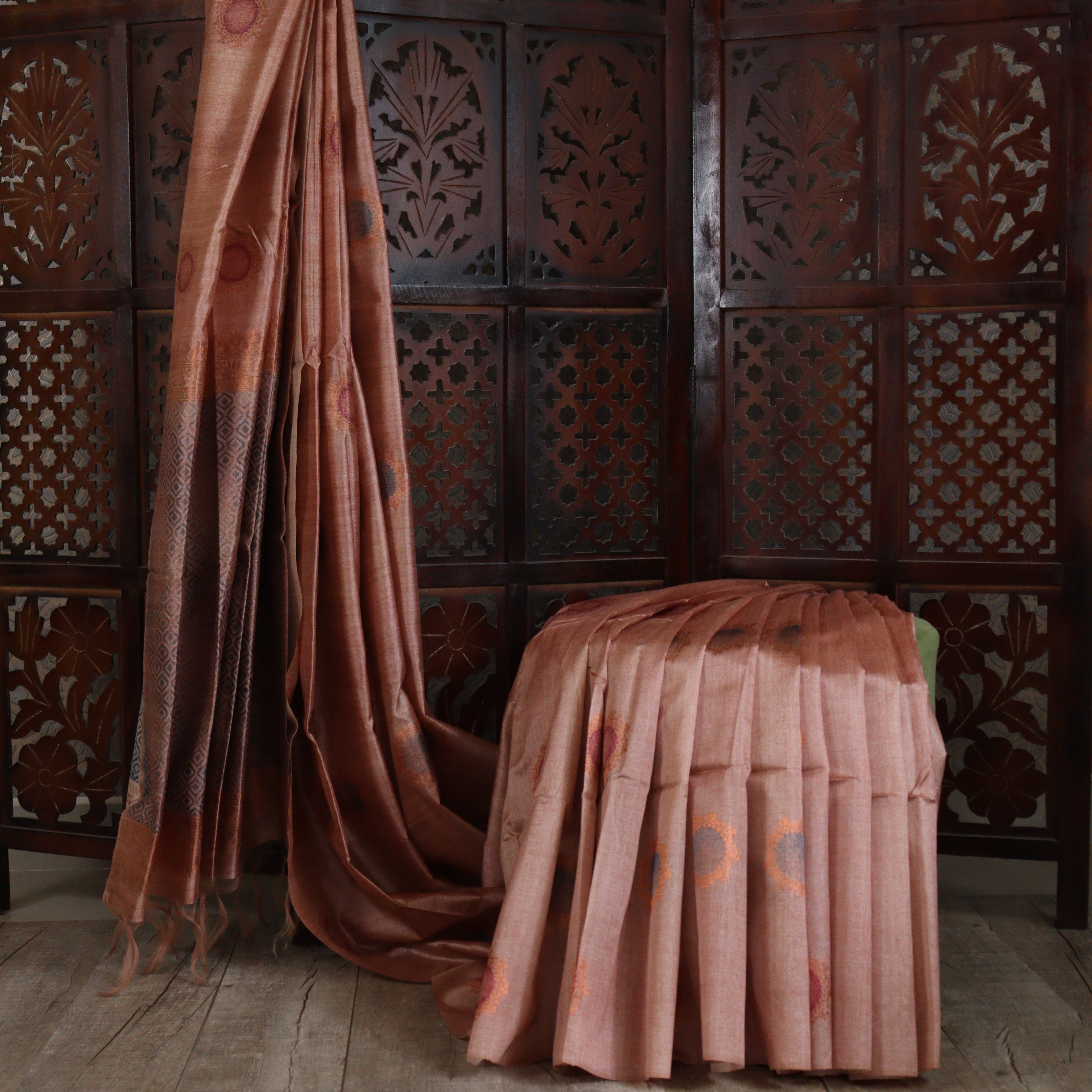 Load image into Gallery viewer, Semi Tussar Silk Saree- 3586