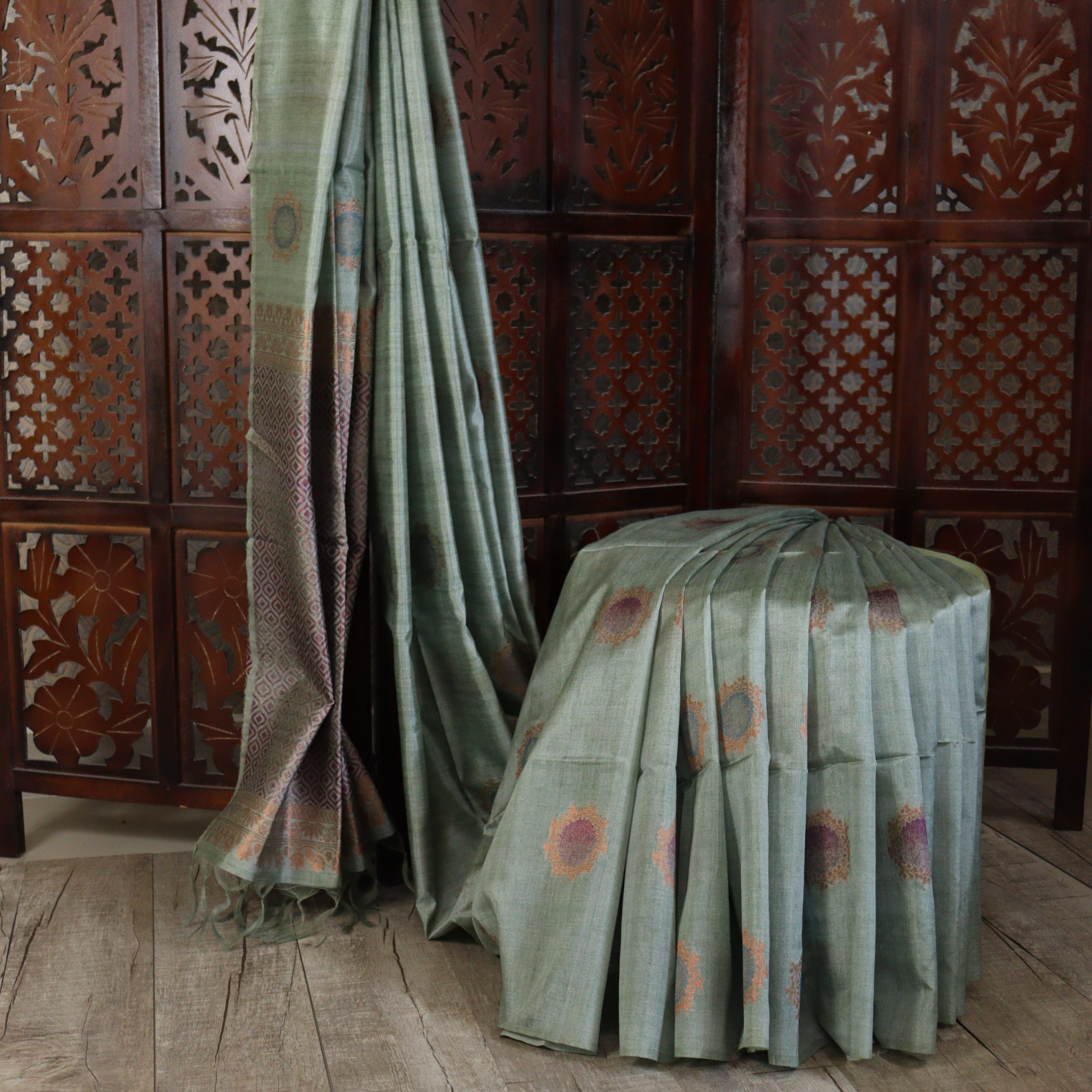 Load image into Gallery viewer, Semi Tussar Silk Saree- 3586