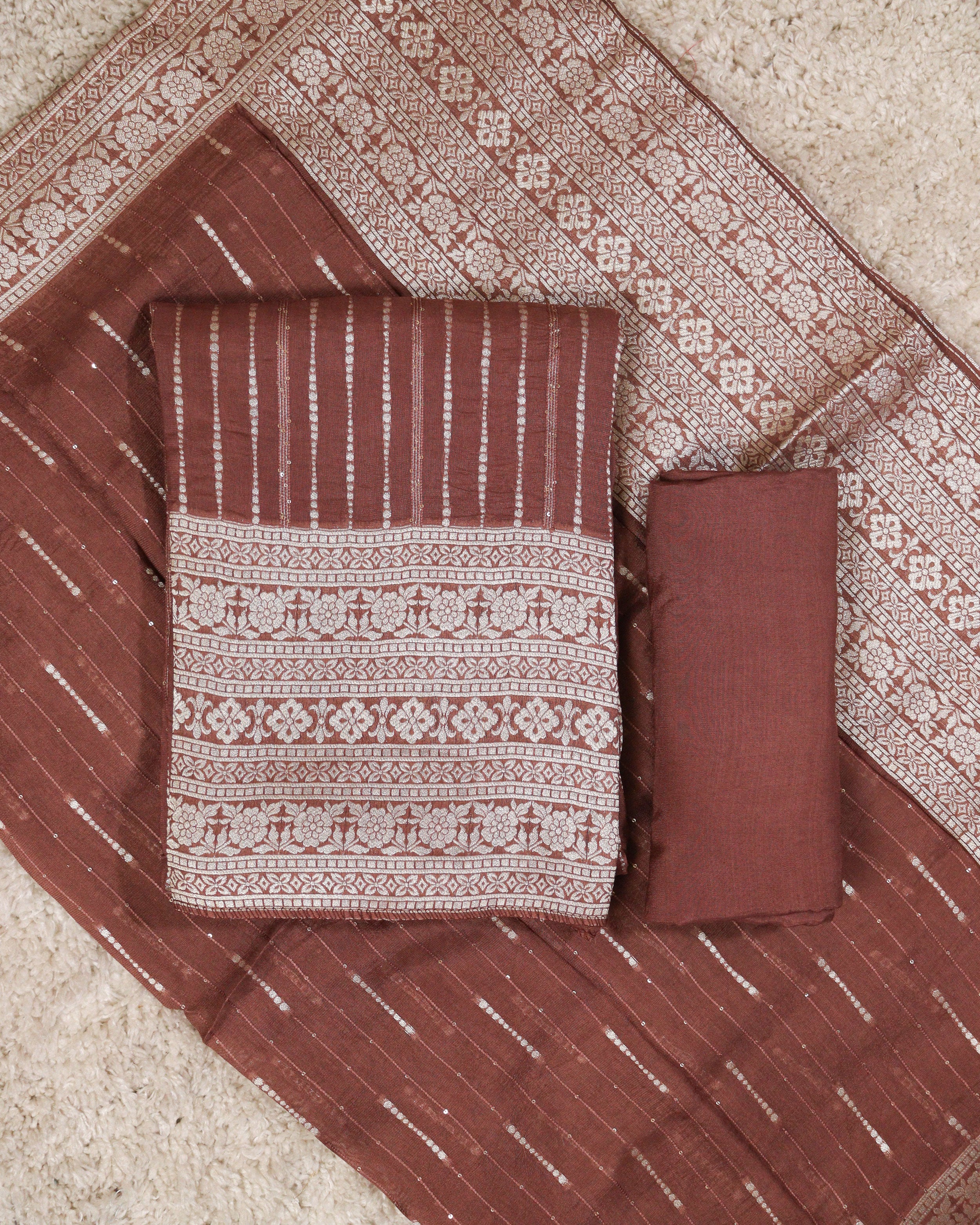 Load image into Gallery viewer, Crepe Georgette Banarasi Unstitched Suit-3033