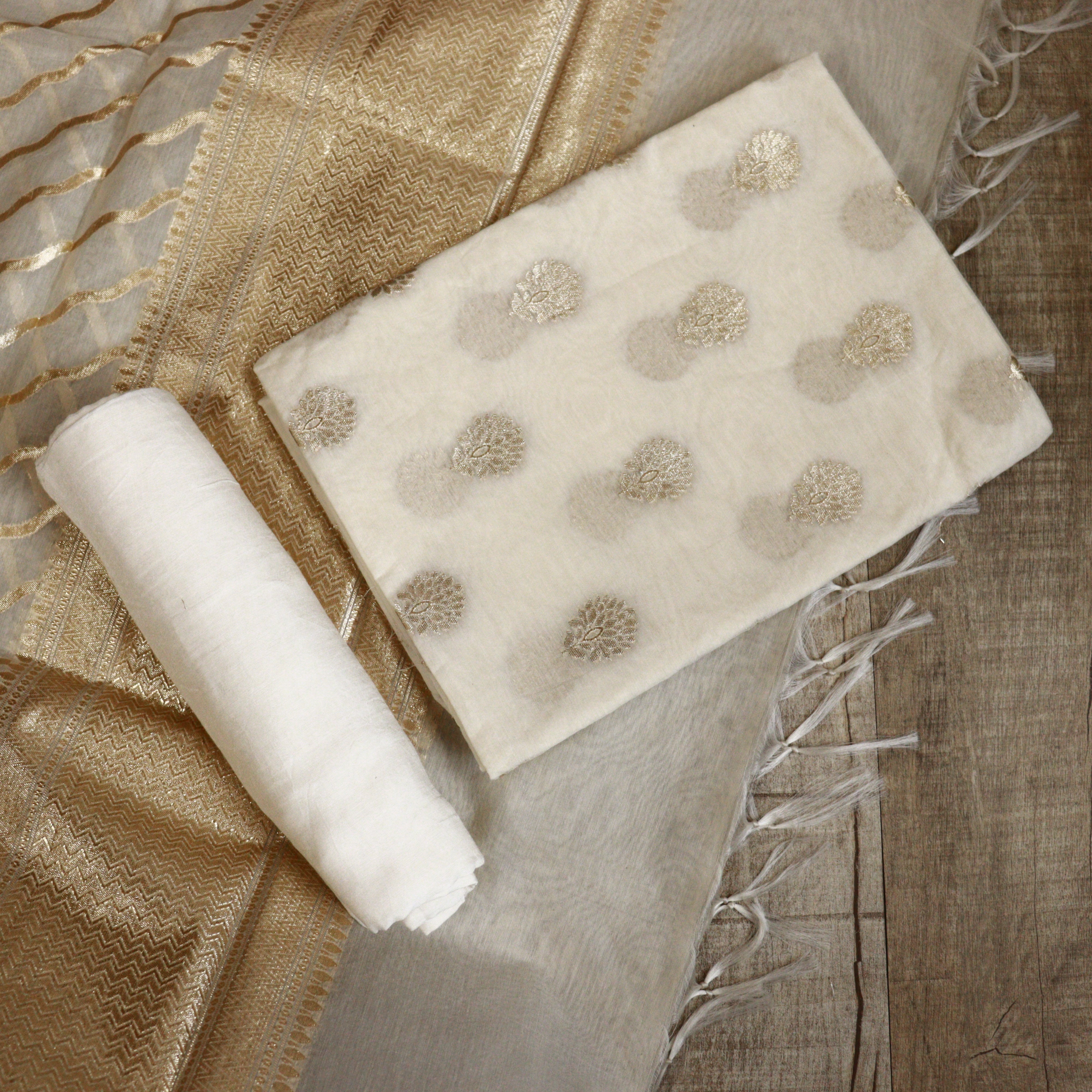 Load image into Gallery viewer, Chanderi Banarasi Jacquard Unstitched Suit- 2616