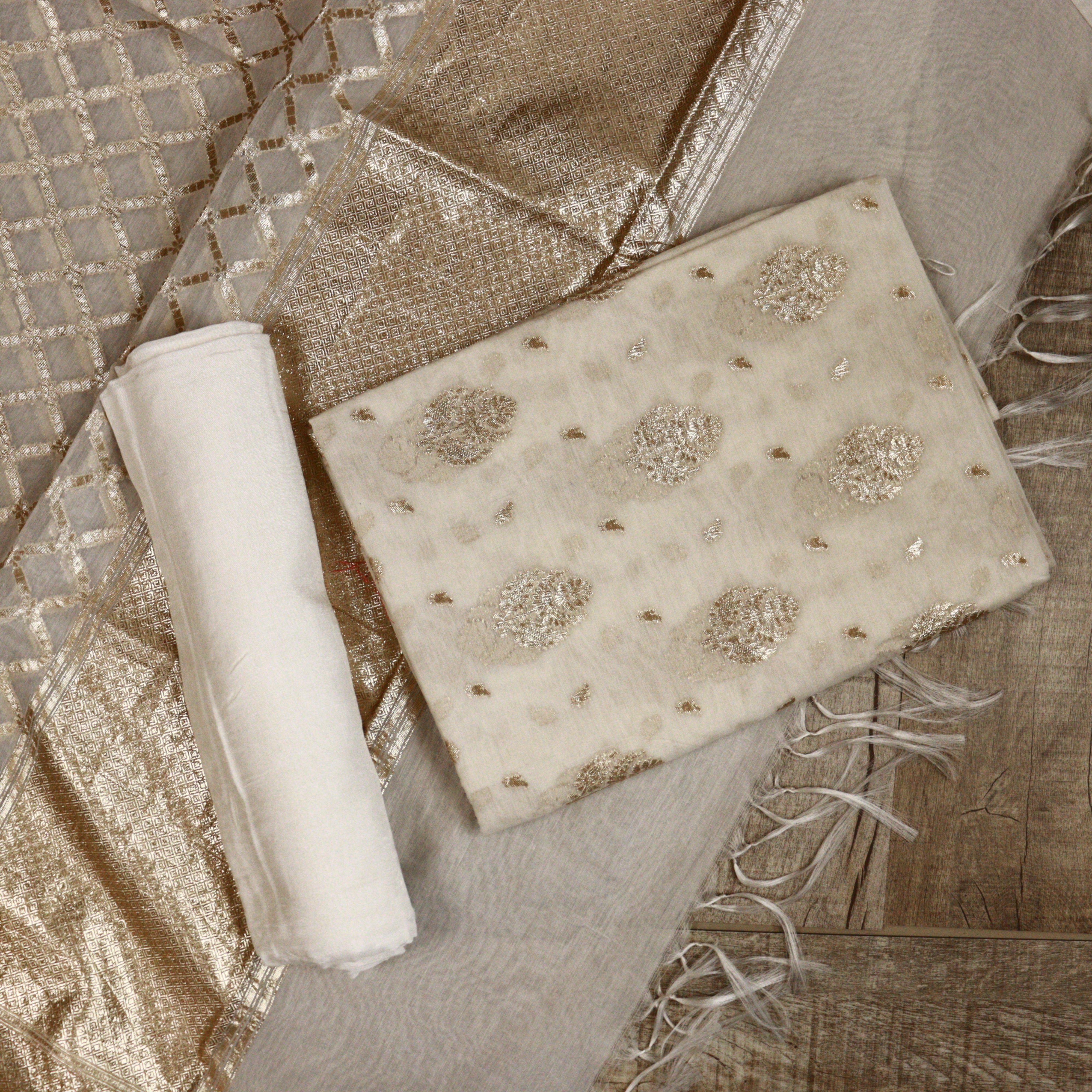 Load image into Gallery viewer, Chanderi Banarasi Jacquard Unstitched Suit- 2616