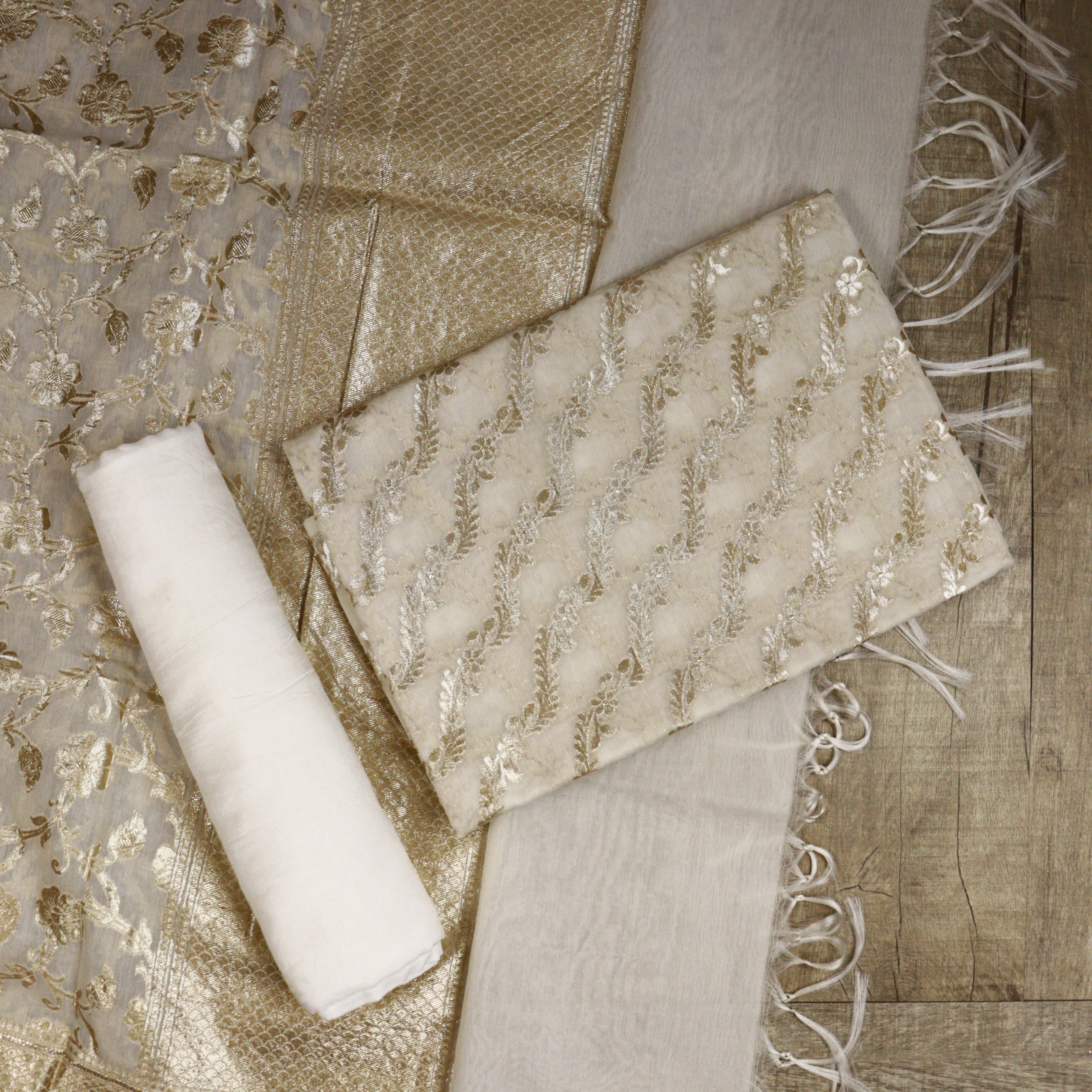 Load image into Gallery viewer, Chanderi Banarasi Jacquard Unstitched Suit- 2616