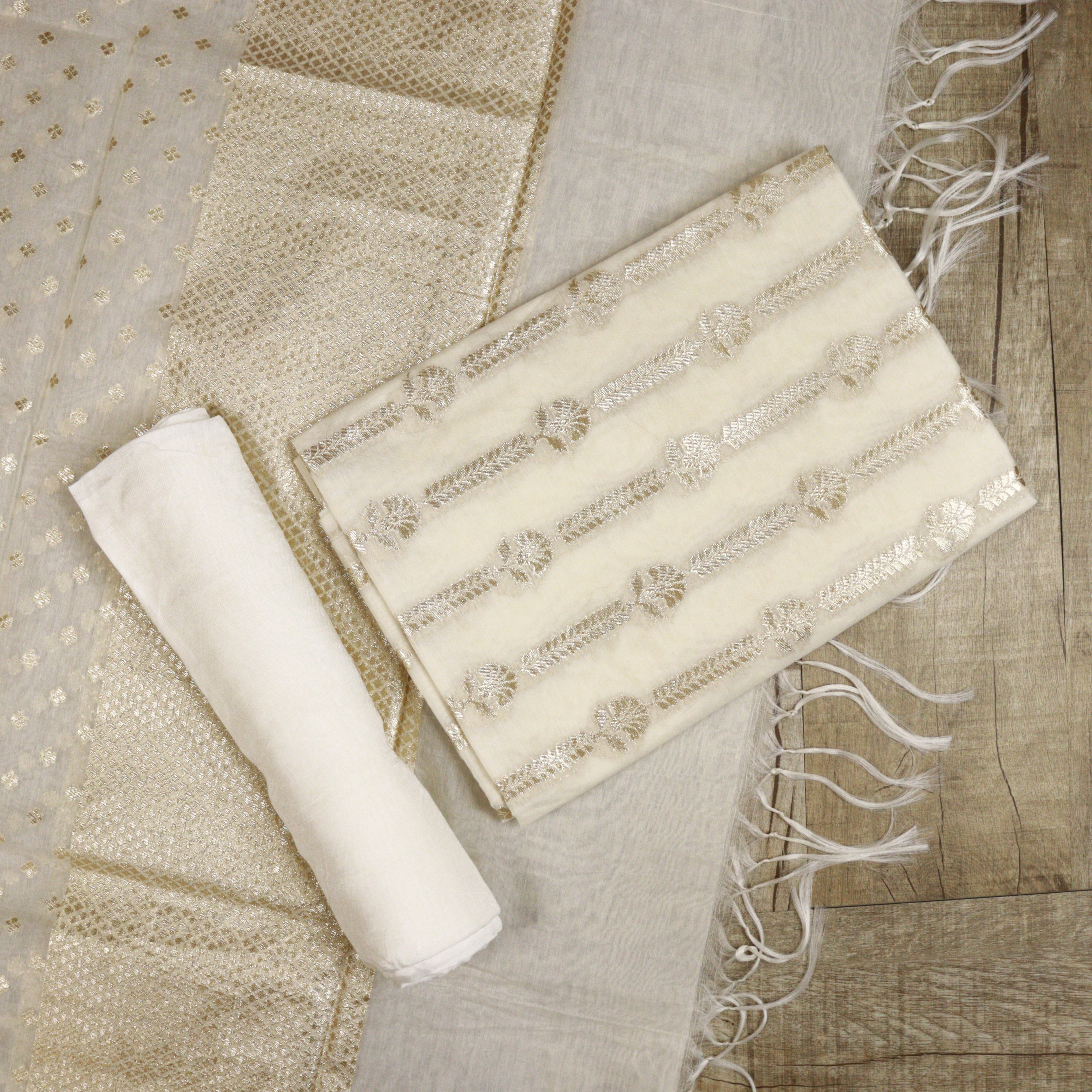 Load image into Gallery viewer, Chanderi Banarasi Jacquard Unstitched Suit- 2616