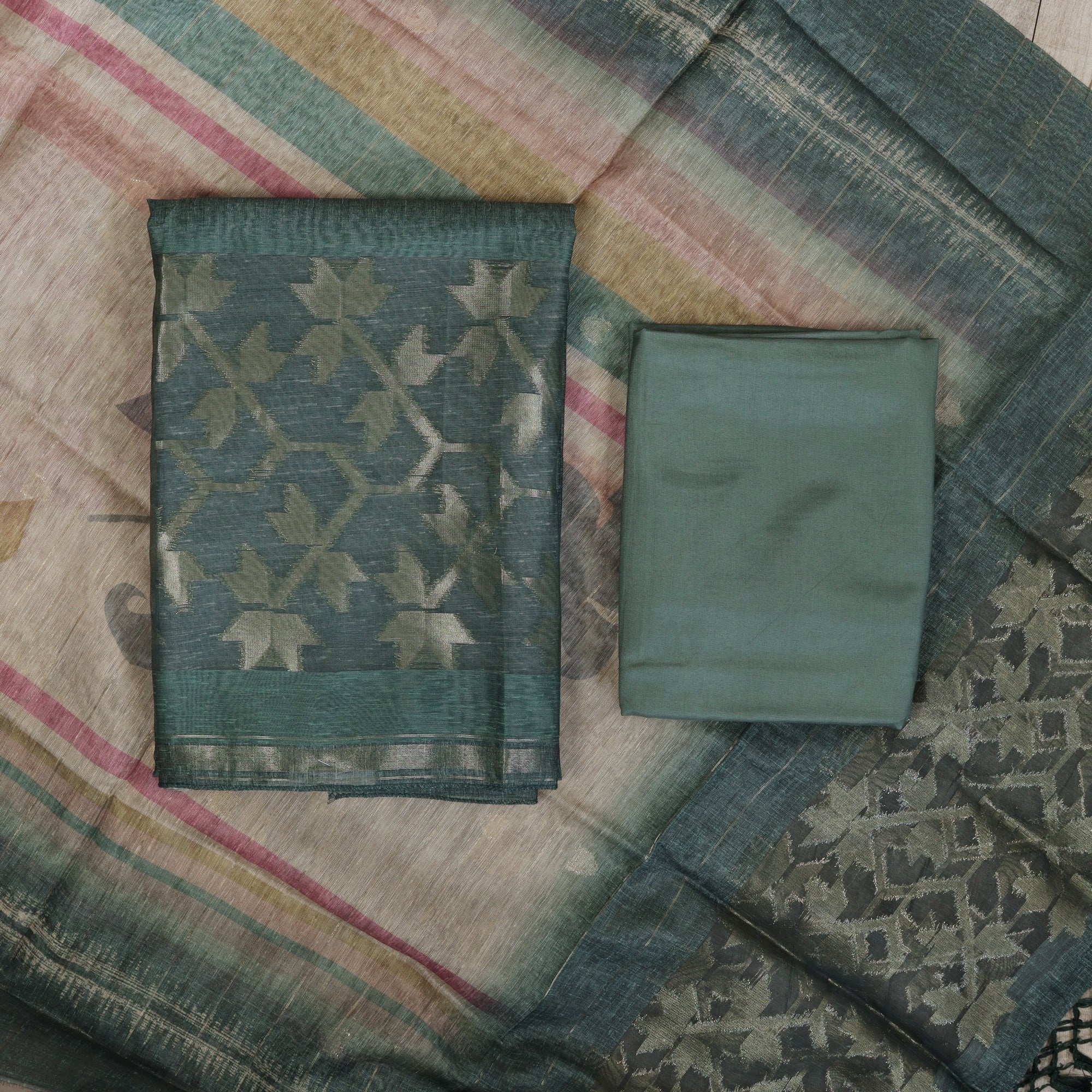 Load image into Gallery viewer, Semi Tussar Silk Unstitched Suit - 4947