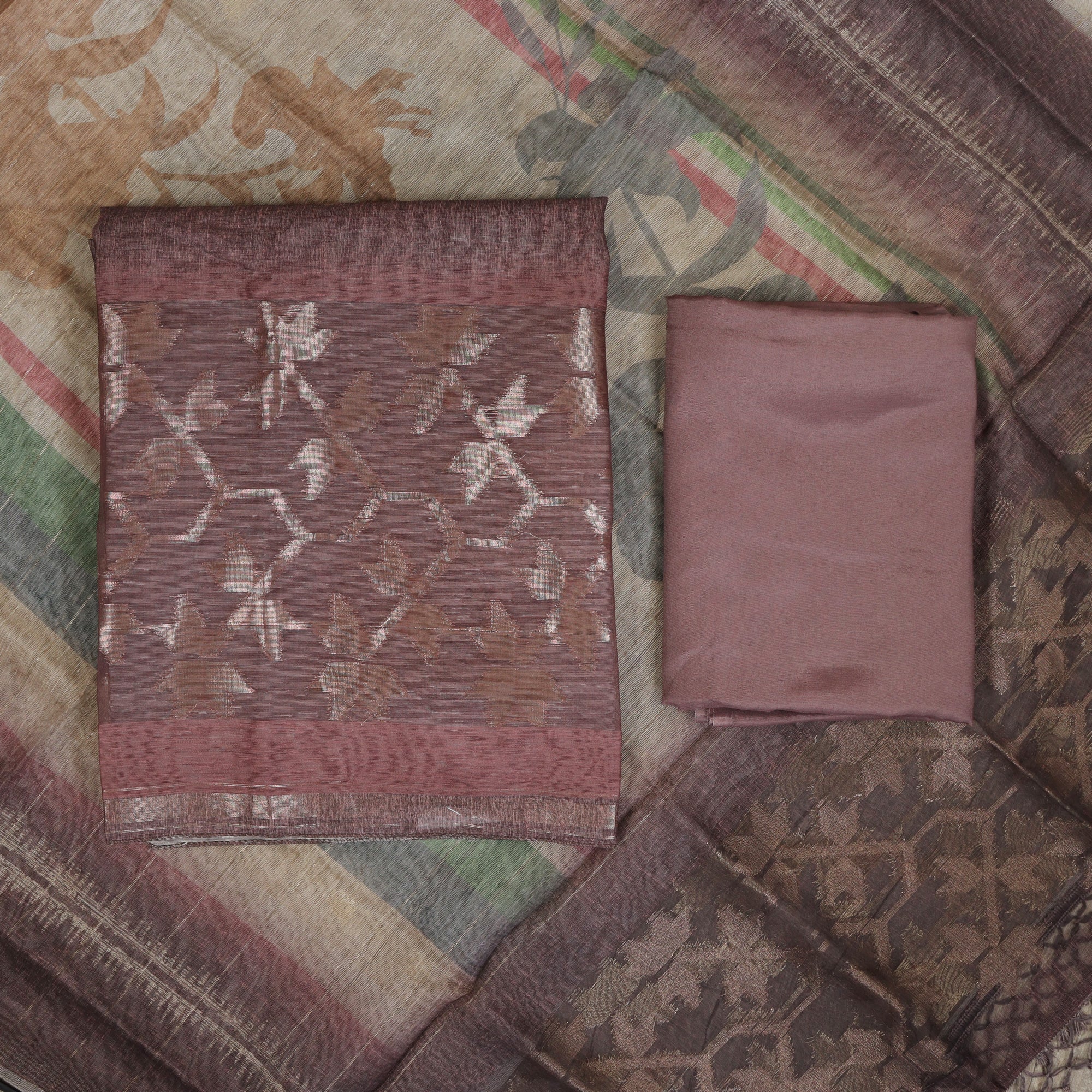 Load image into Gallery viewer, Semi Tussar Silk Unstitched Suit - 4947