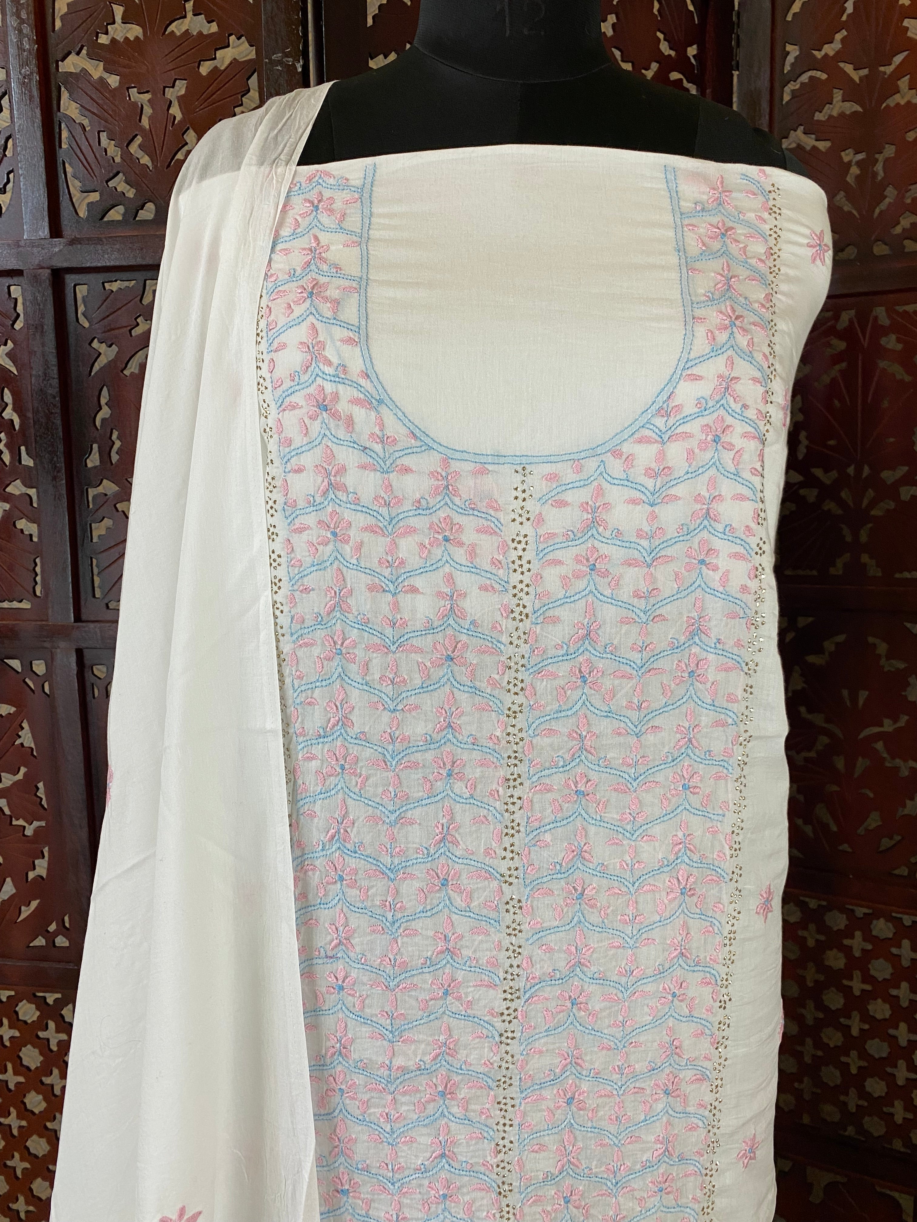 Load image into Gallery viewer, Pure Mul Mul Chikankari Suit-2520