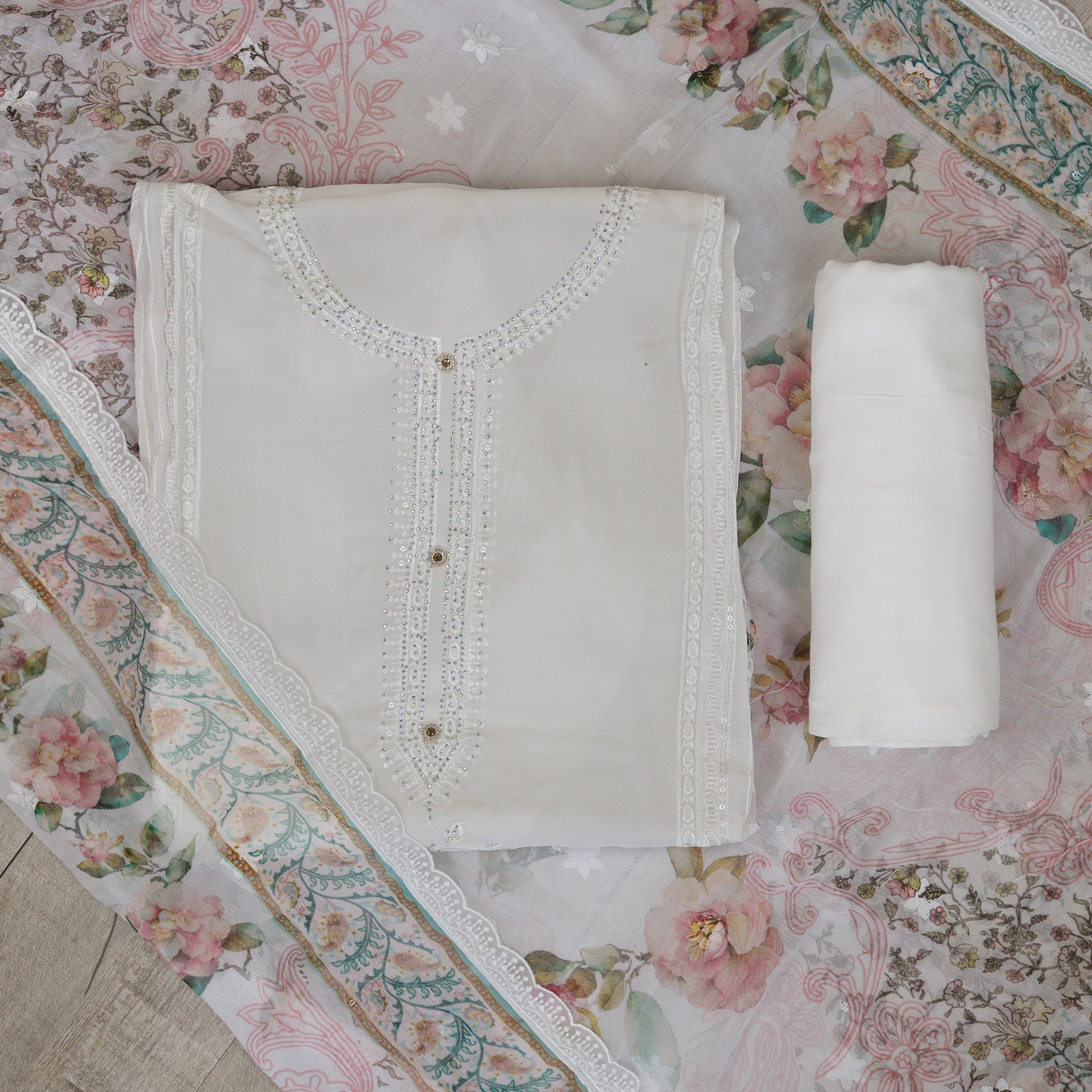 Load image into Gallery viewer, Organza Unstitched Suit - 4949