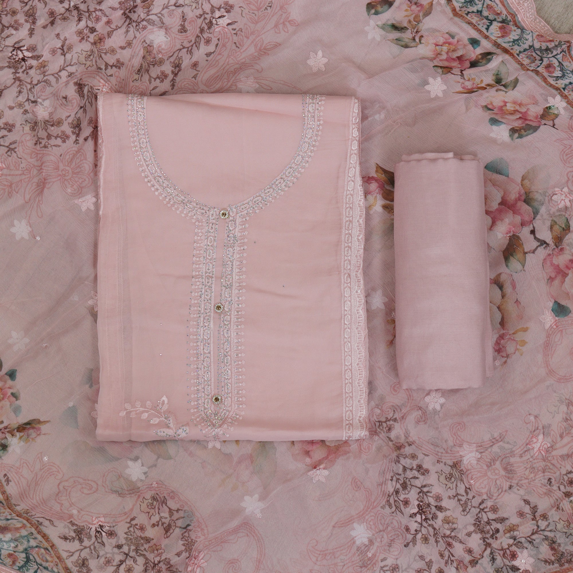 Load image into Gallery viewer, Organza Unstitched Suit - 4949