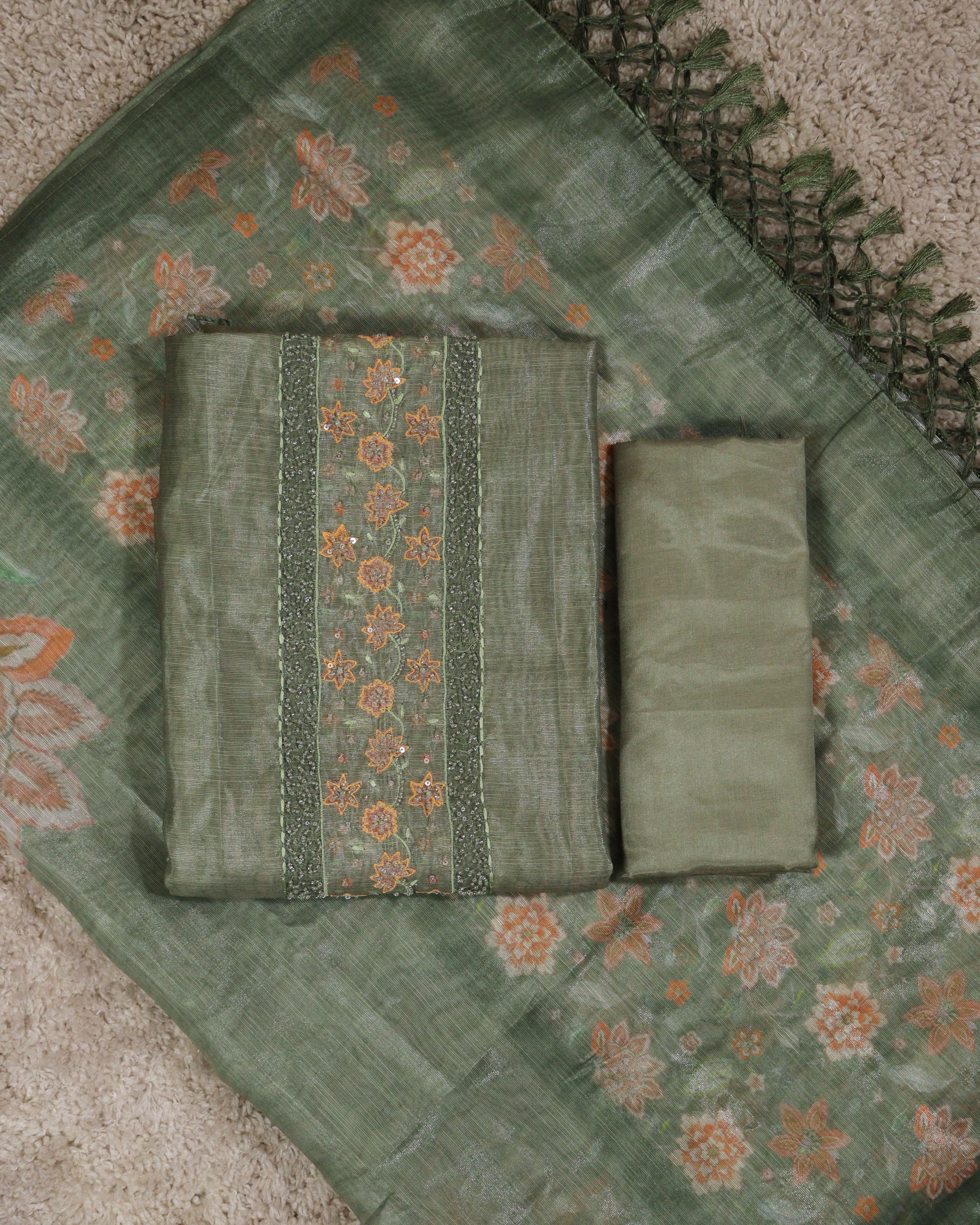 Load image into Gallery viewer, Semi Silk Unstitched Suit-3230