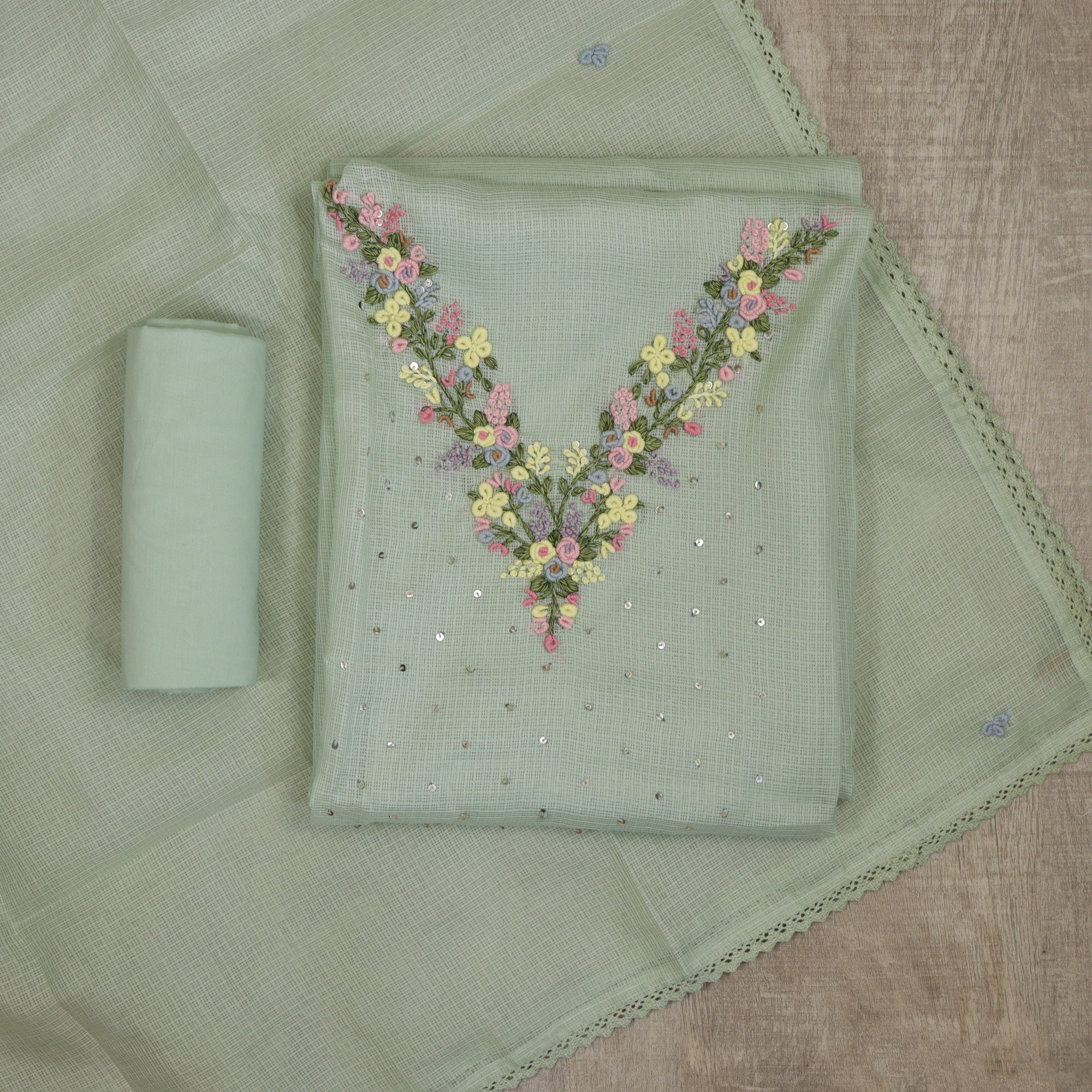 Load image into Gallery viewer, SOFT SILKY KOTTA UNSTITCHED SUIT-5001