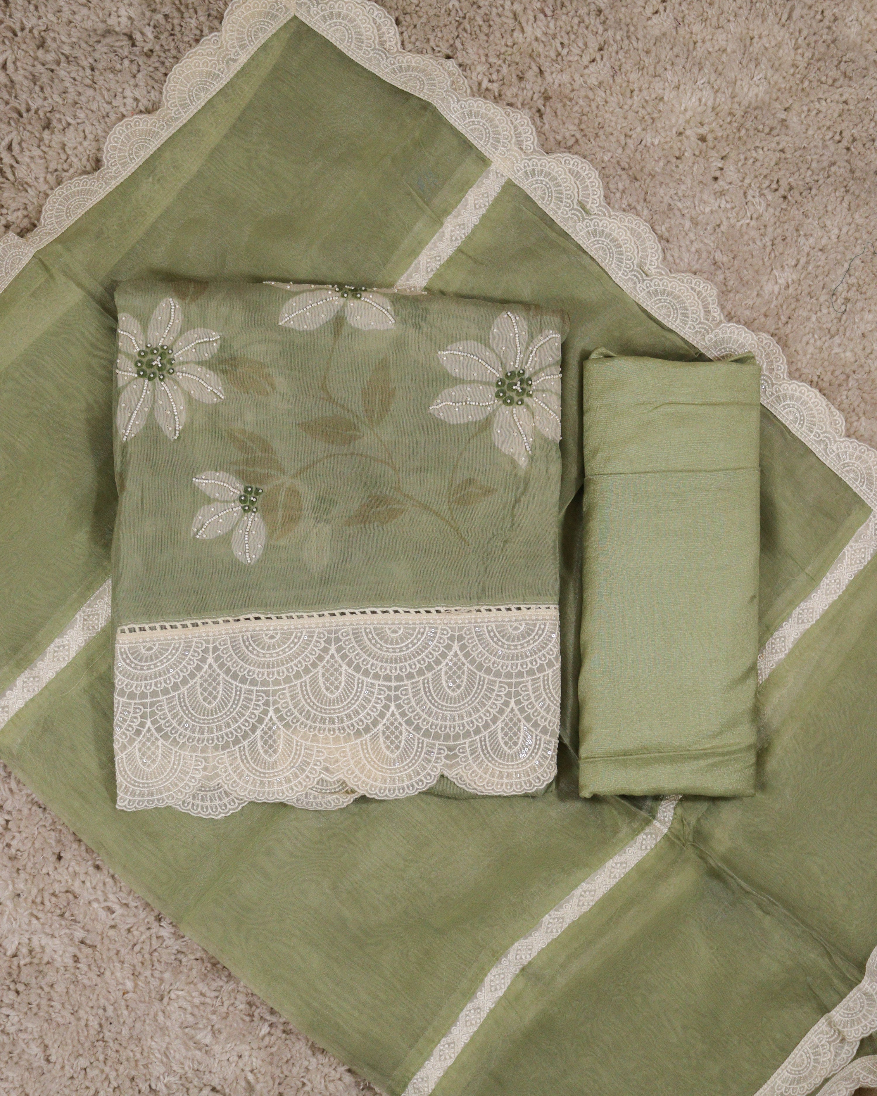 Load image into Gallery viewer, Organza Unstitched Suit-3232