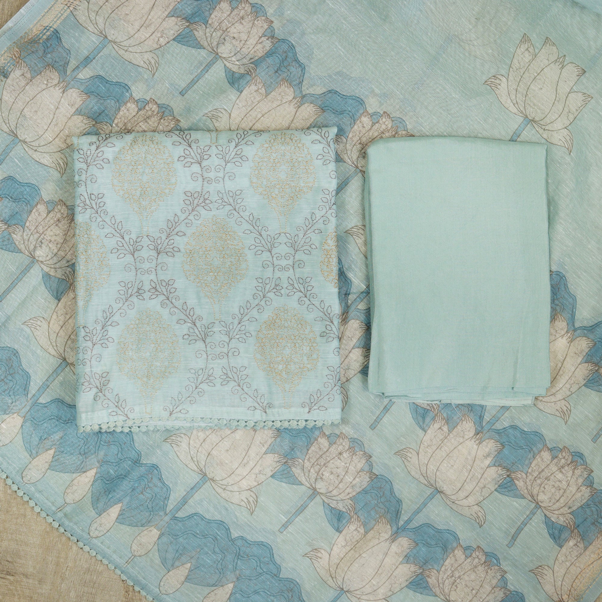 Load image into Gallery viewer, LINEN SILK UNSTITCHED SUIT -5013