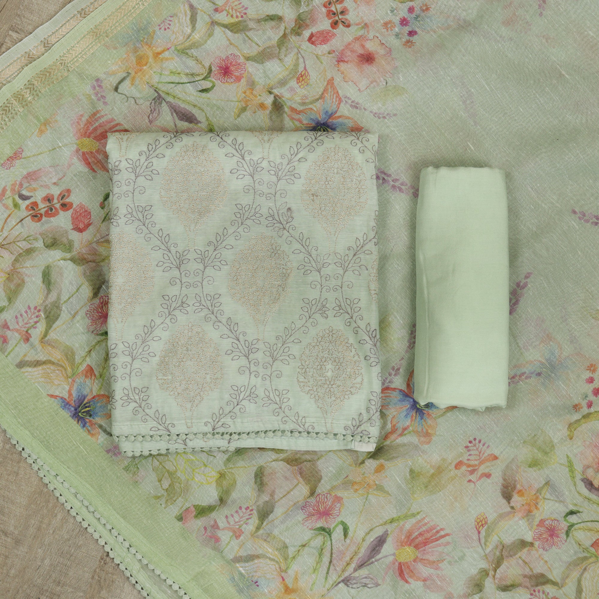 Load image into Gallery viewer, LINEN SILK UNSTITCHED SUIT -5013