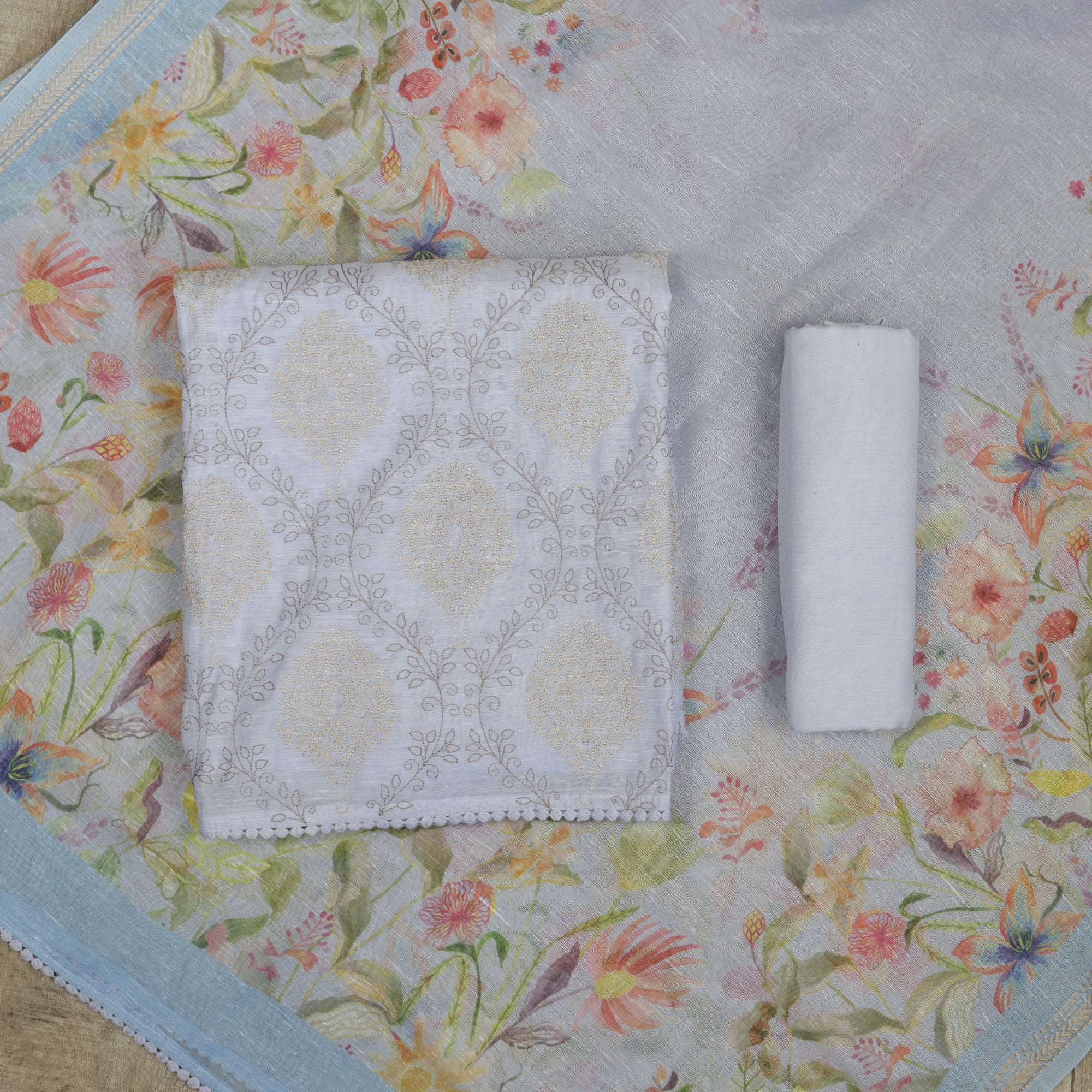 Load image into Gallery viewer, LINEN SILK UNSTITCHED SUIT -5013