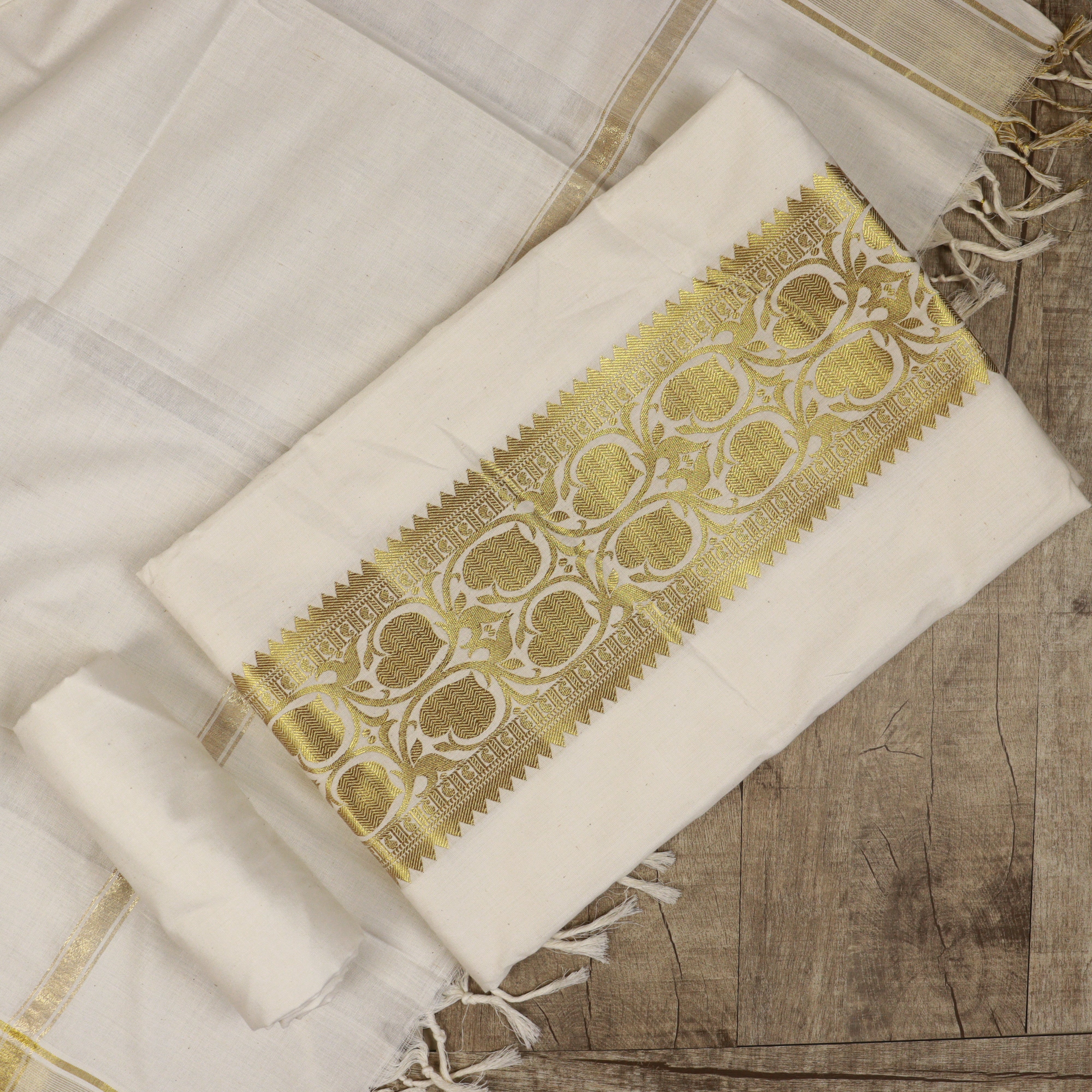 Load image into Gallery viewer, Golden Cotton Unstitched suit -