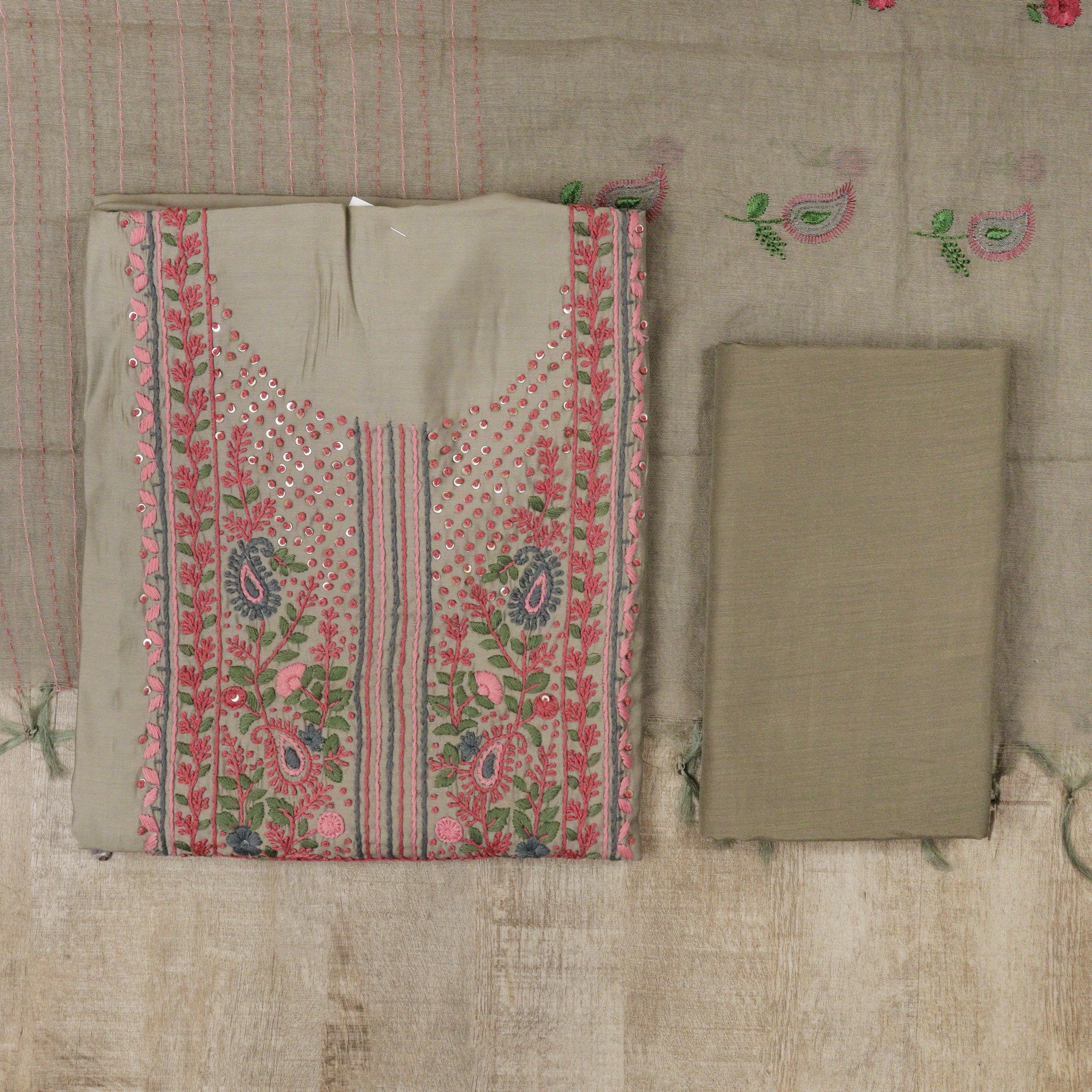 Load image into Gallery viewer, Chanderi Unstitched Suit-5092