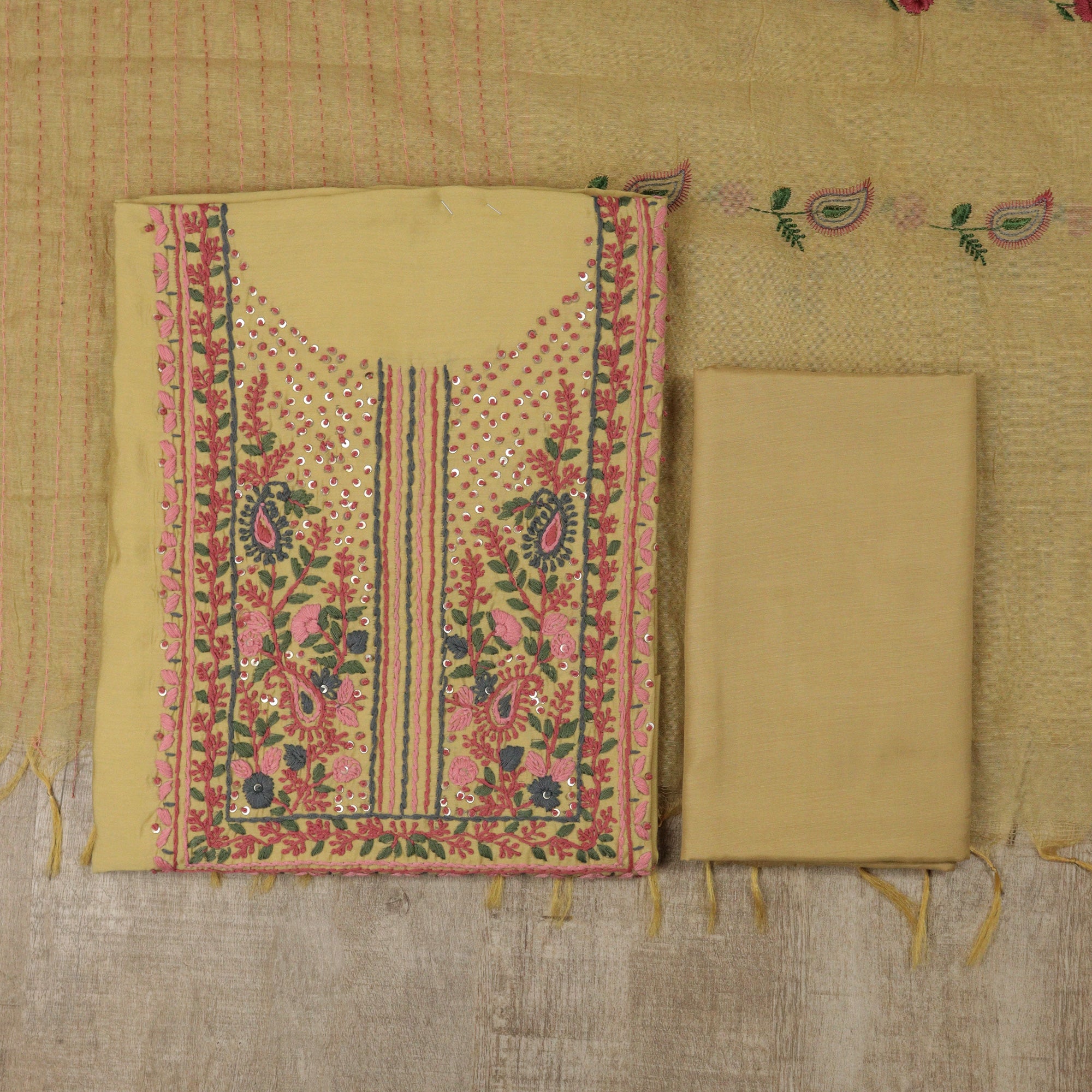 Load image into Gallery viewer, Chanderi Unstitched Suit-5092