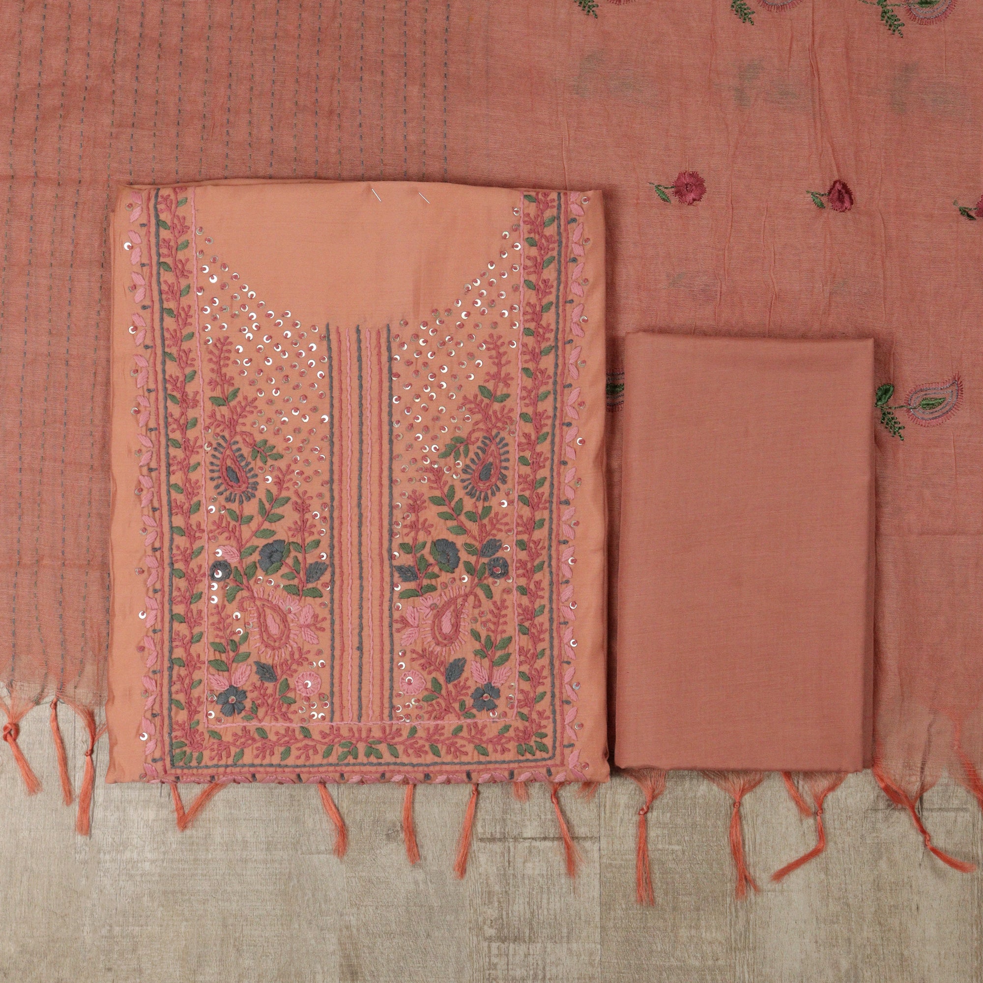 Load image into Gallery viewer, Chanderi Unstitched Suit-5092
