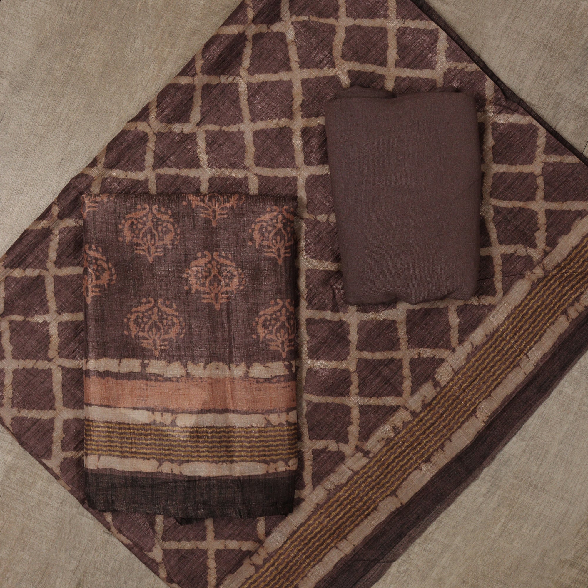 Load image into Gallery viewer, Semi Tusser Silk Unstitched Suit-5105