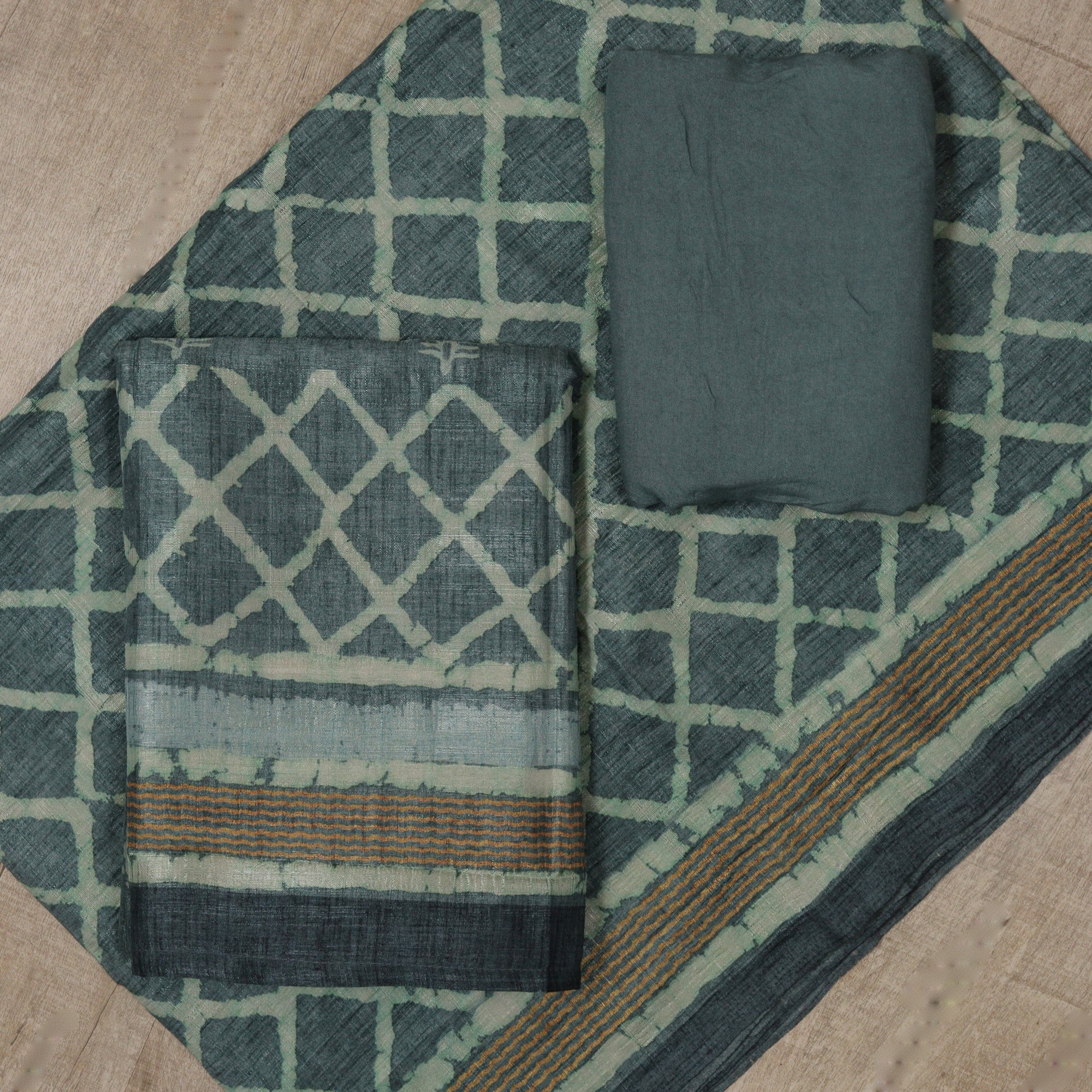 Load image into Gallery viewer, Semi Tusser Silk Unstitched Suit-5105