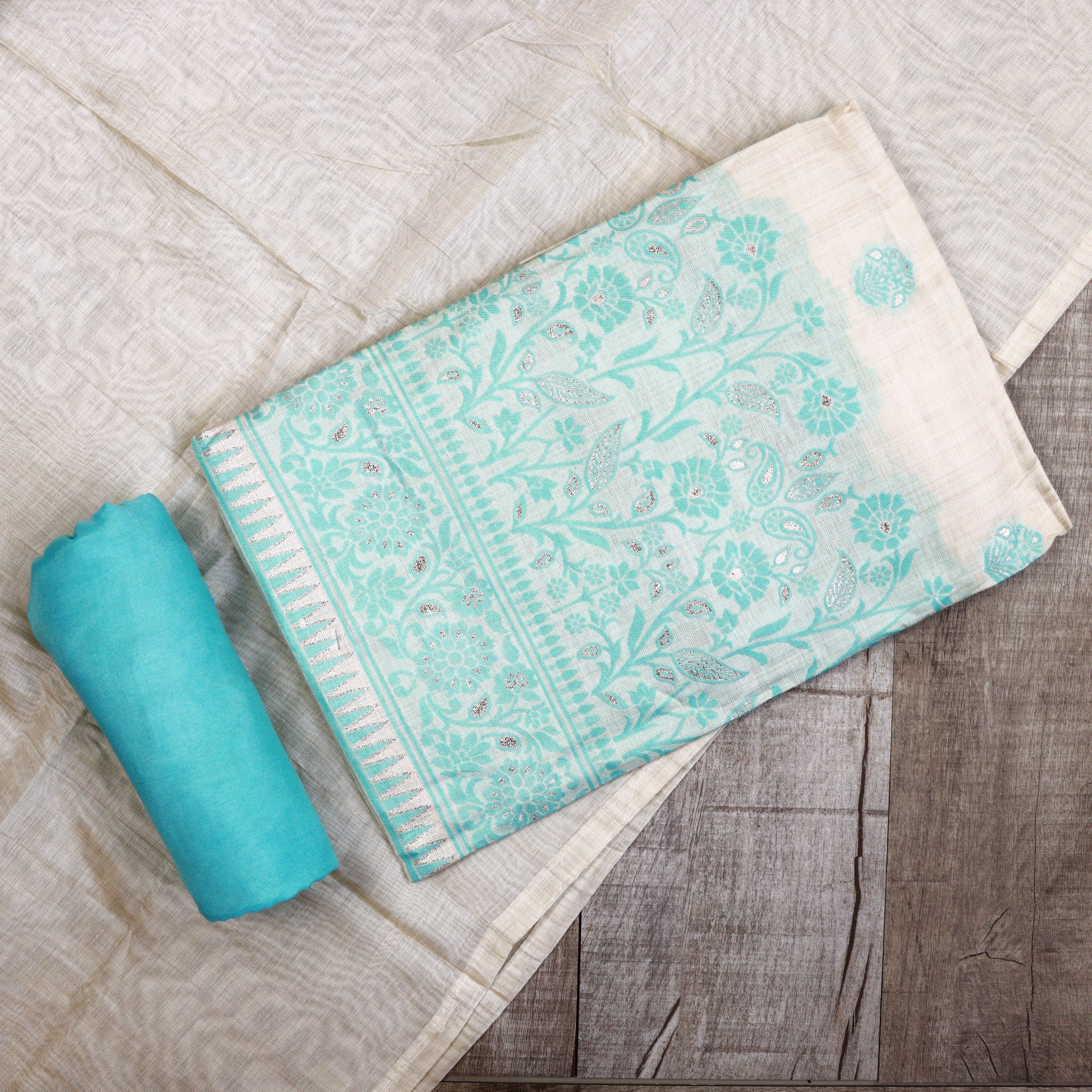 Load image into Gallery viewer, Semi Silk Jamdani Unstitched Suit - 3779