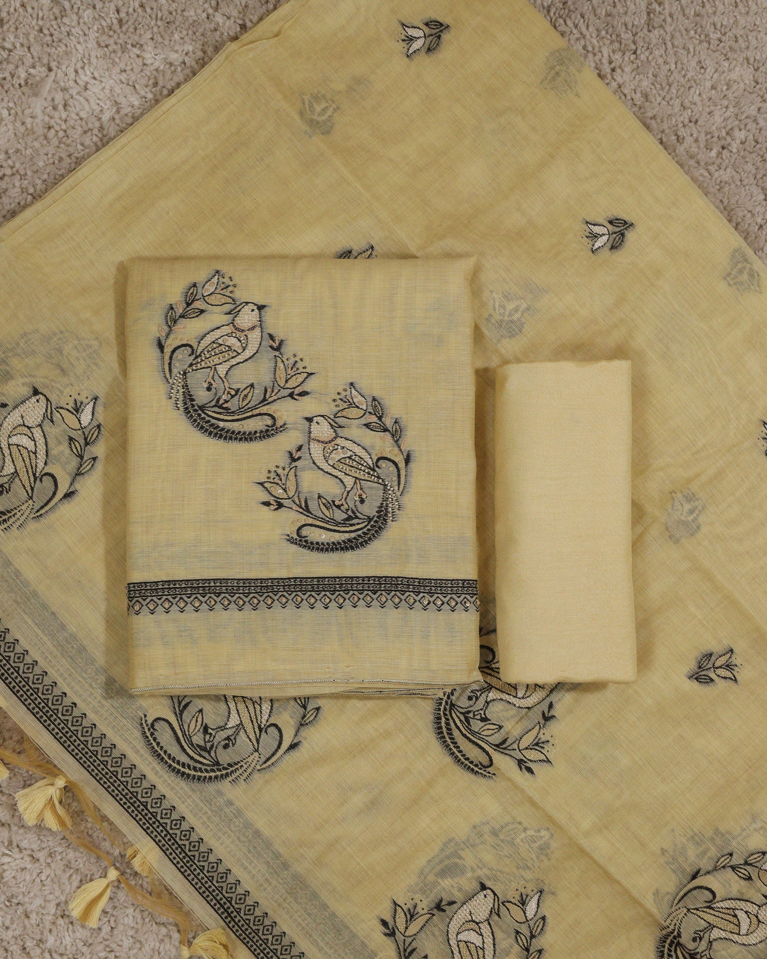 Load image into Gallery viewer, Chanderi Cotton Unstitched Suit-3560