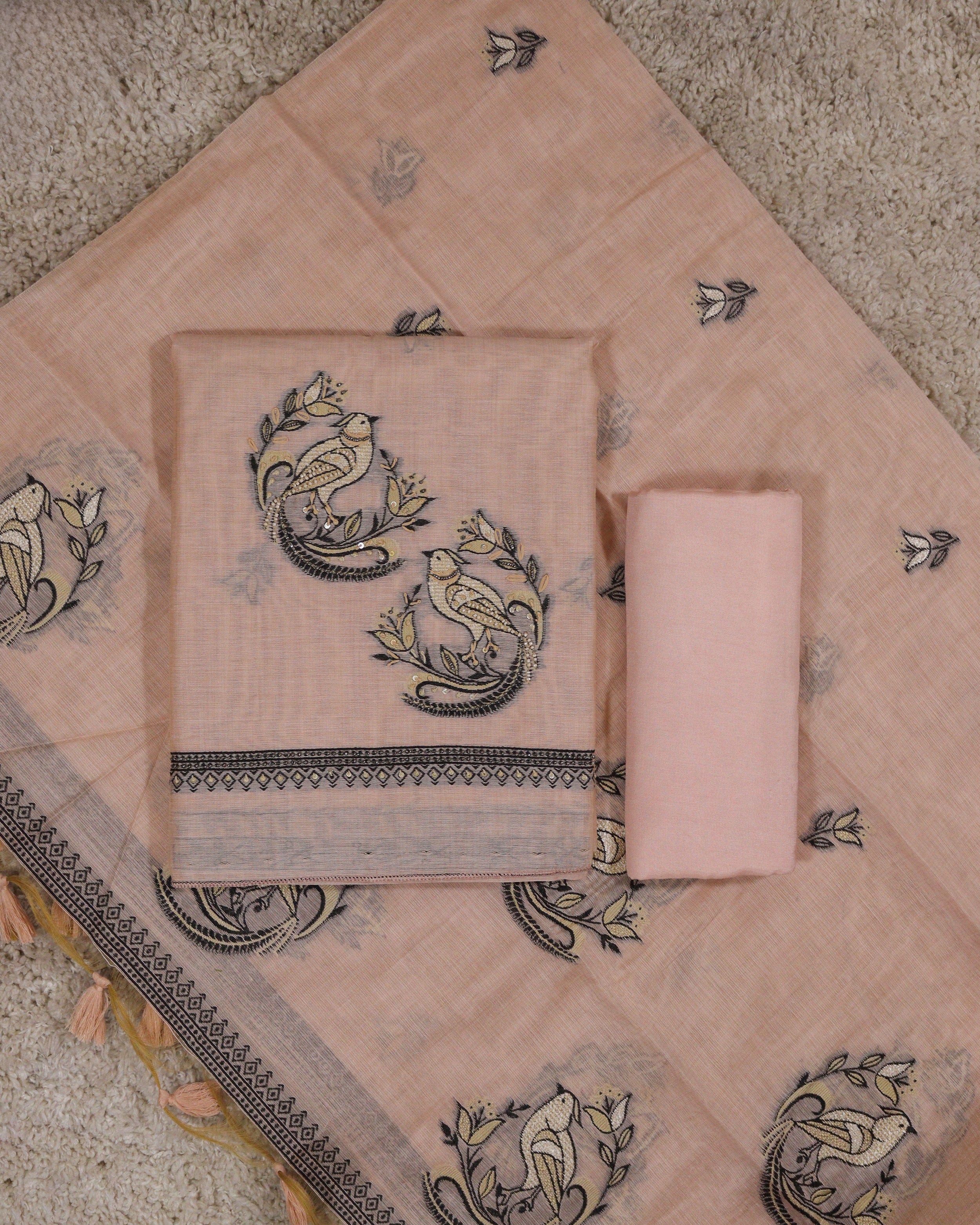 Load image into Gallery viewer, Chanderi Cotton Unstitched Suit-3560