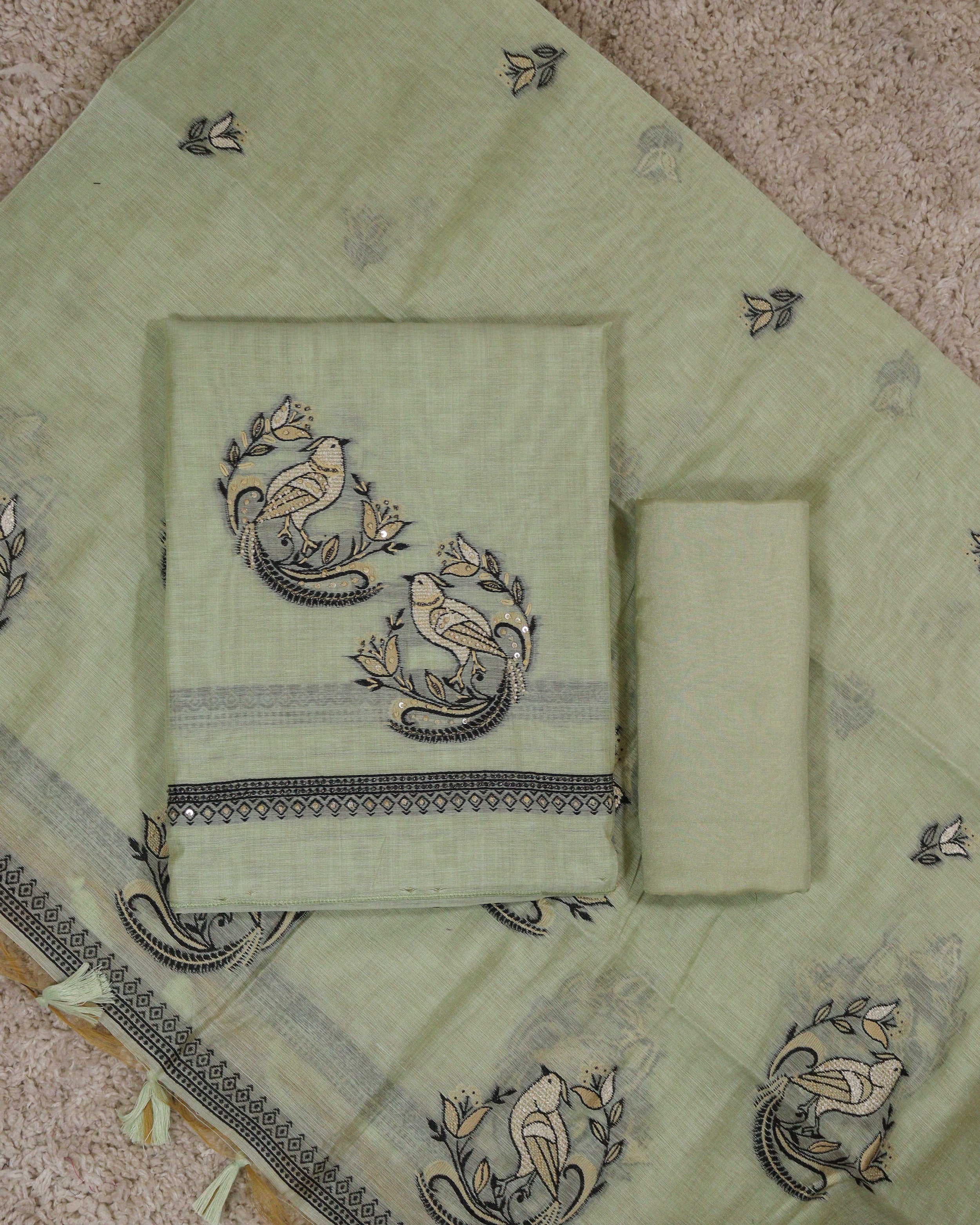 Load image into Gallery viewer, Chanderi Cotton Unstitched Suit-3560