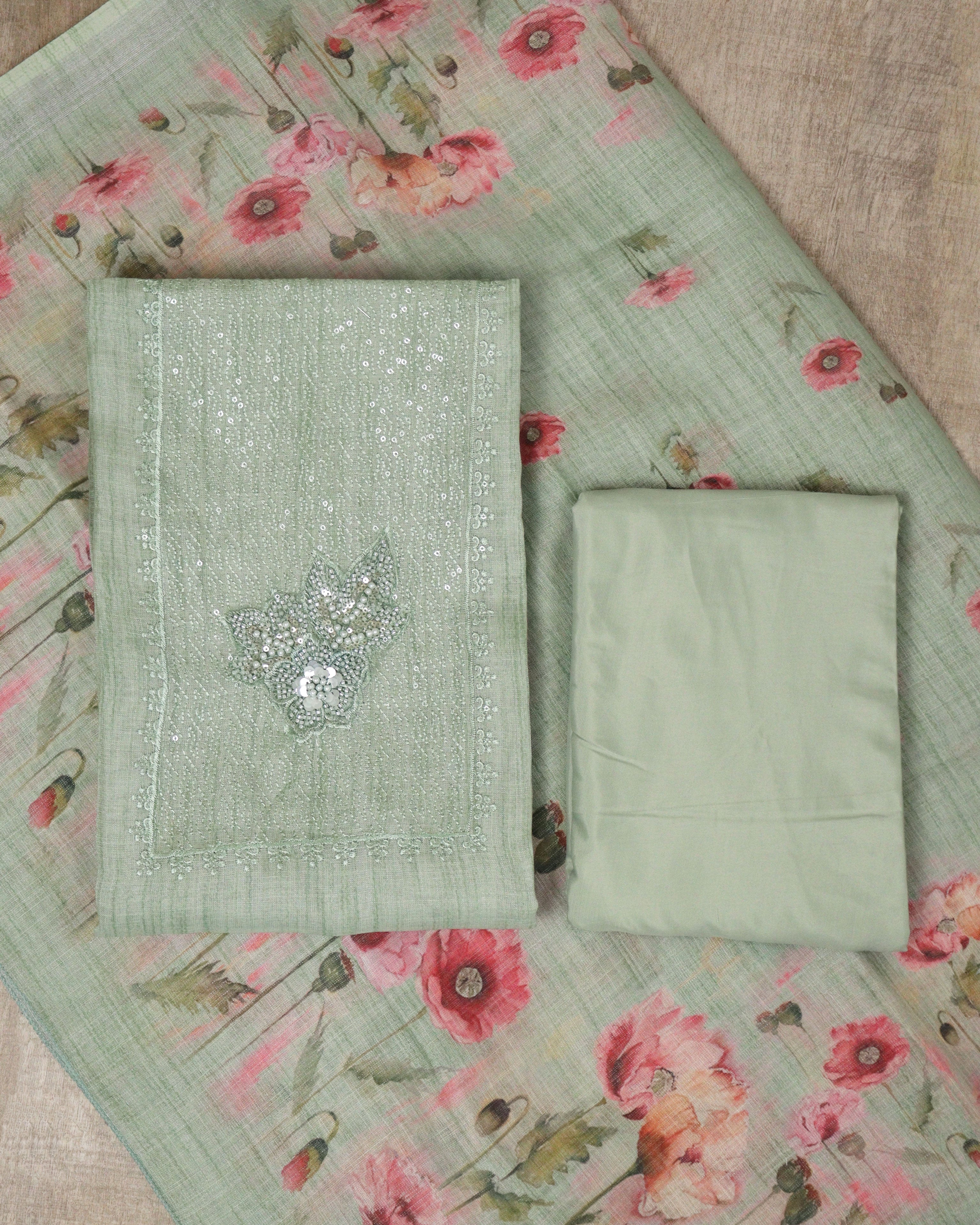 Load image into Gallery viewer, Tissue Linen Unstitched Suit- 5202