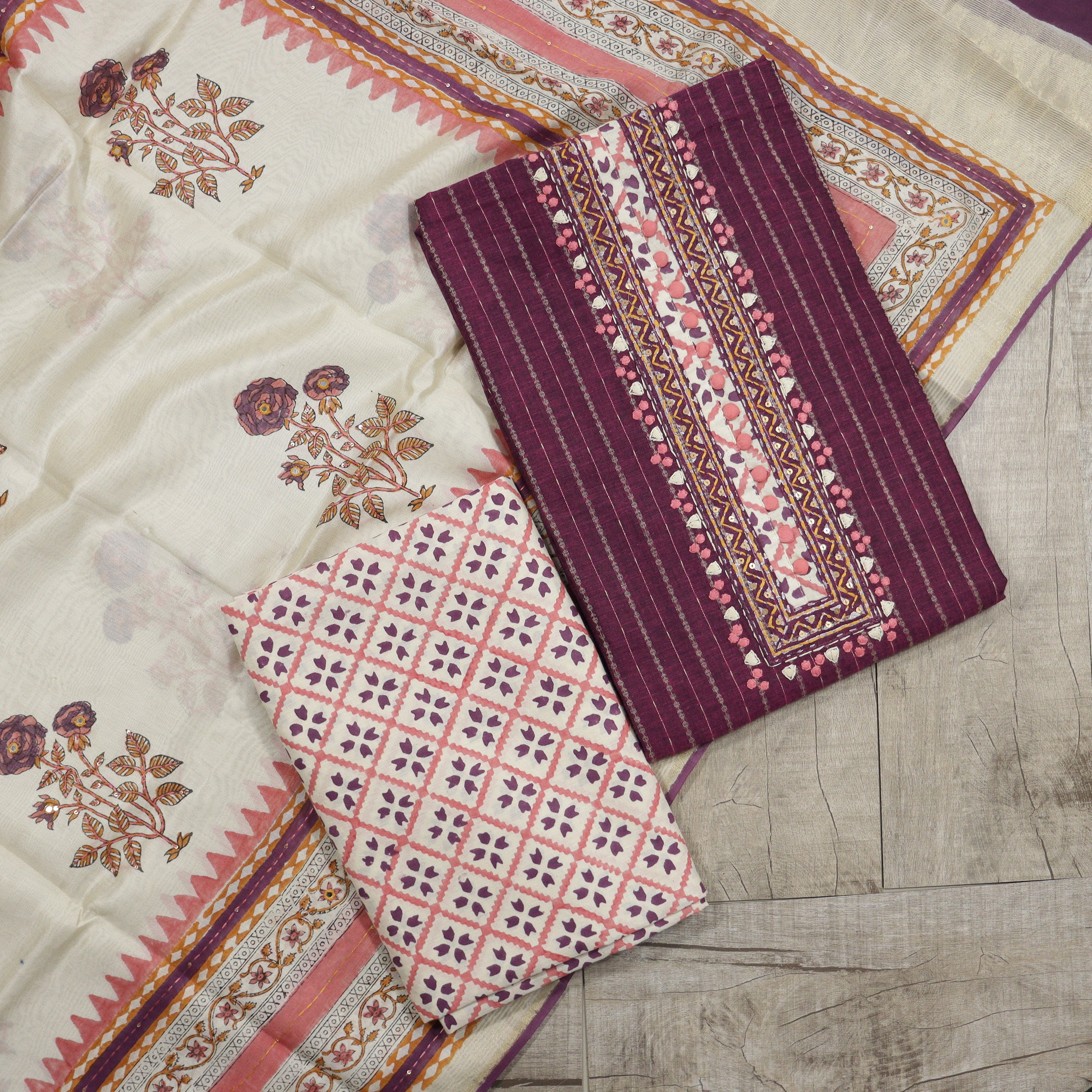 Load image into Gallery viewer, Pure Handloom Cotton Unstitched Suit - 3862