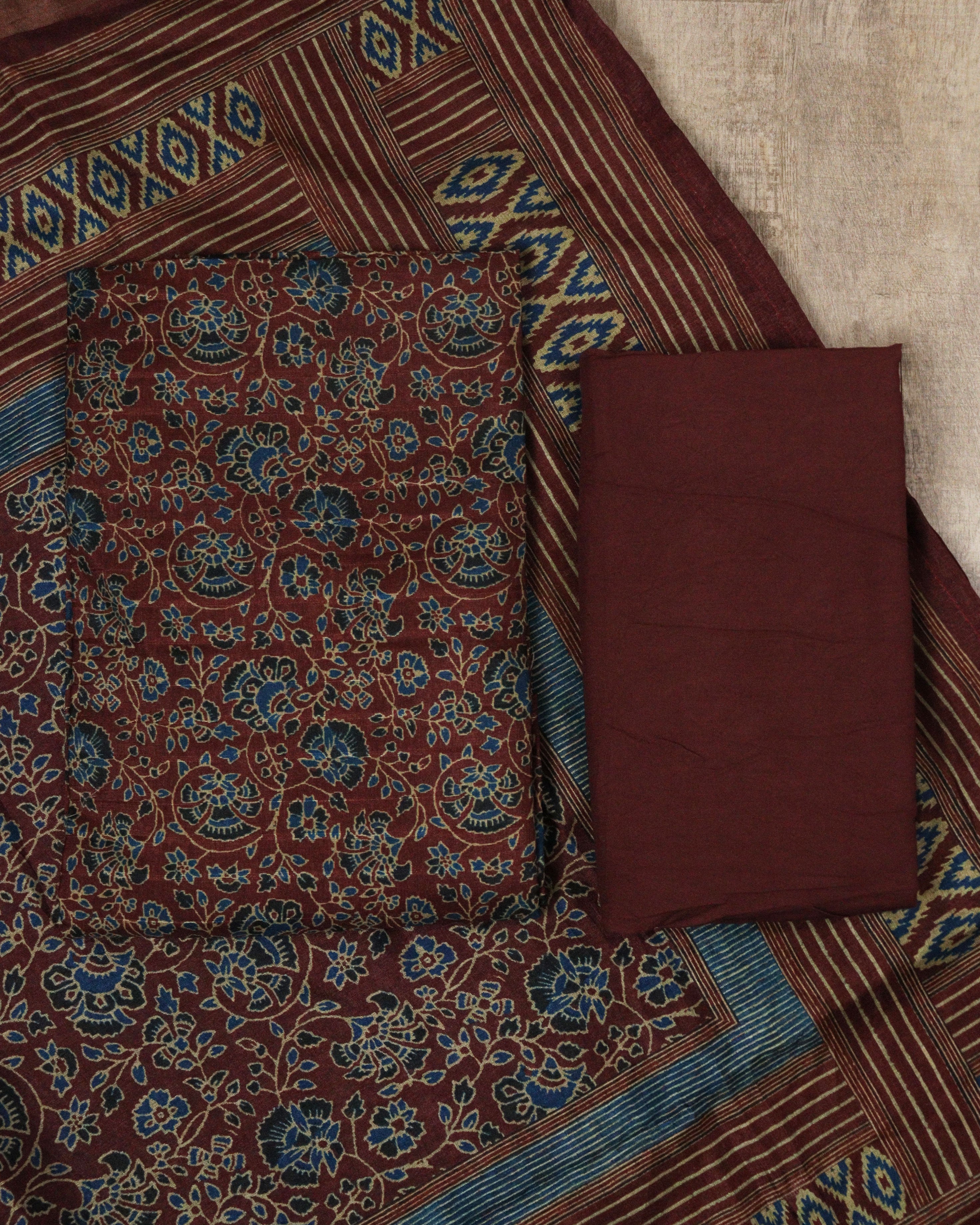 Load image into Gallery viewer, Semi Tusser Silk Unstitched Suit-5319