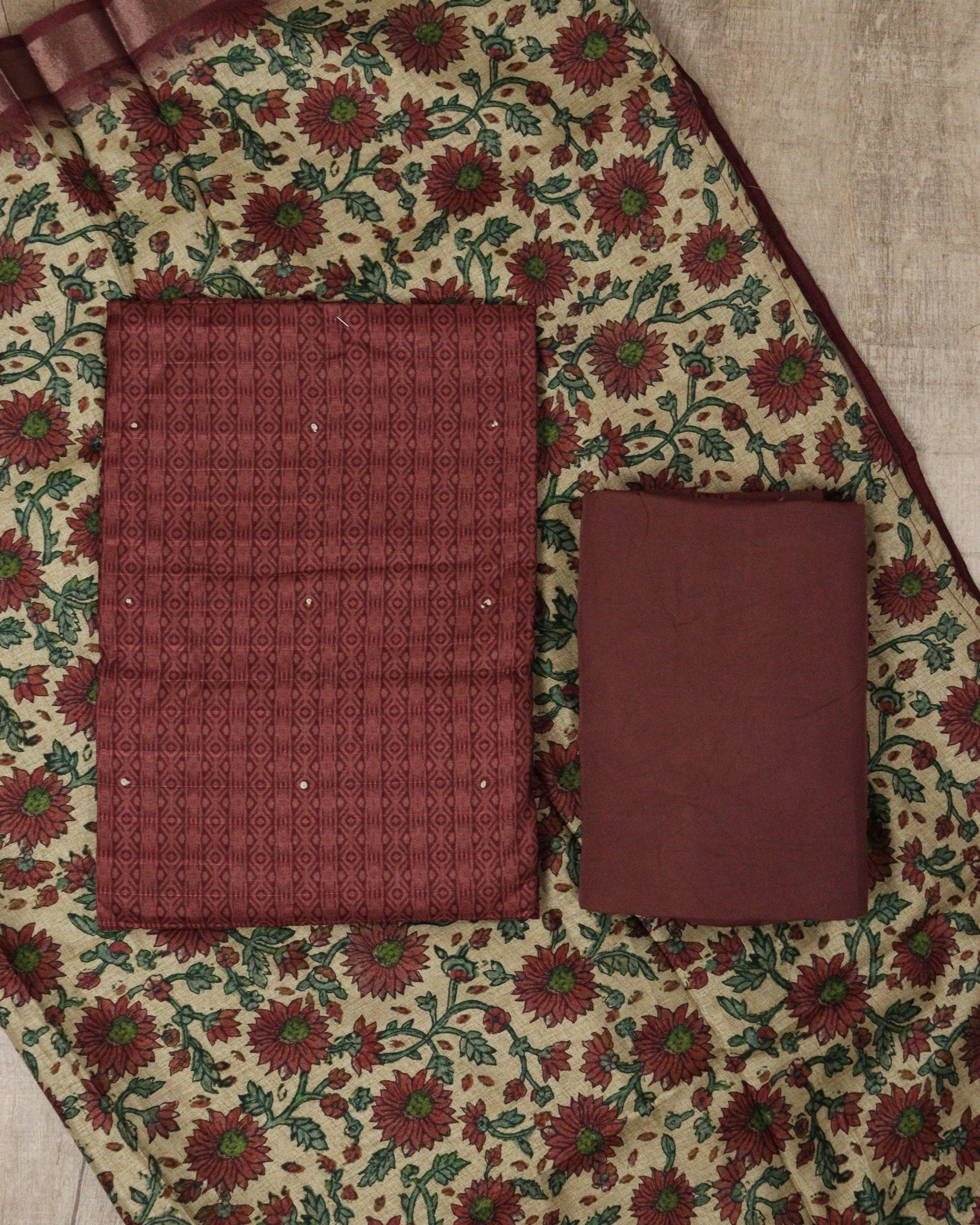 Load image into Gallery viewer, Semi Tussar Silk Unstitched Suit- 5393