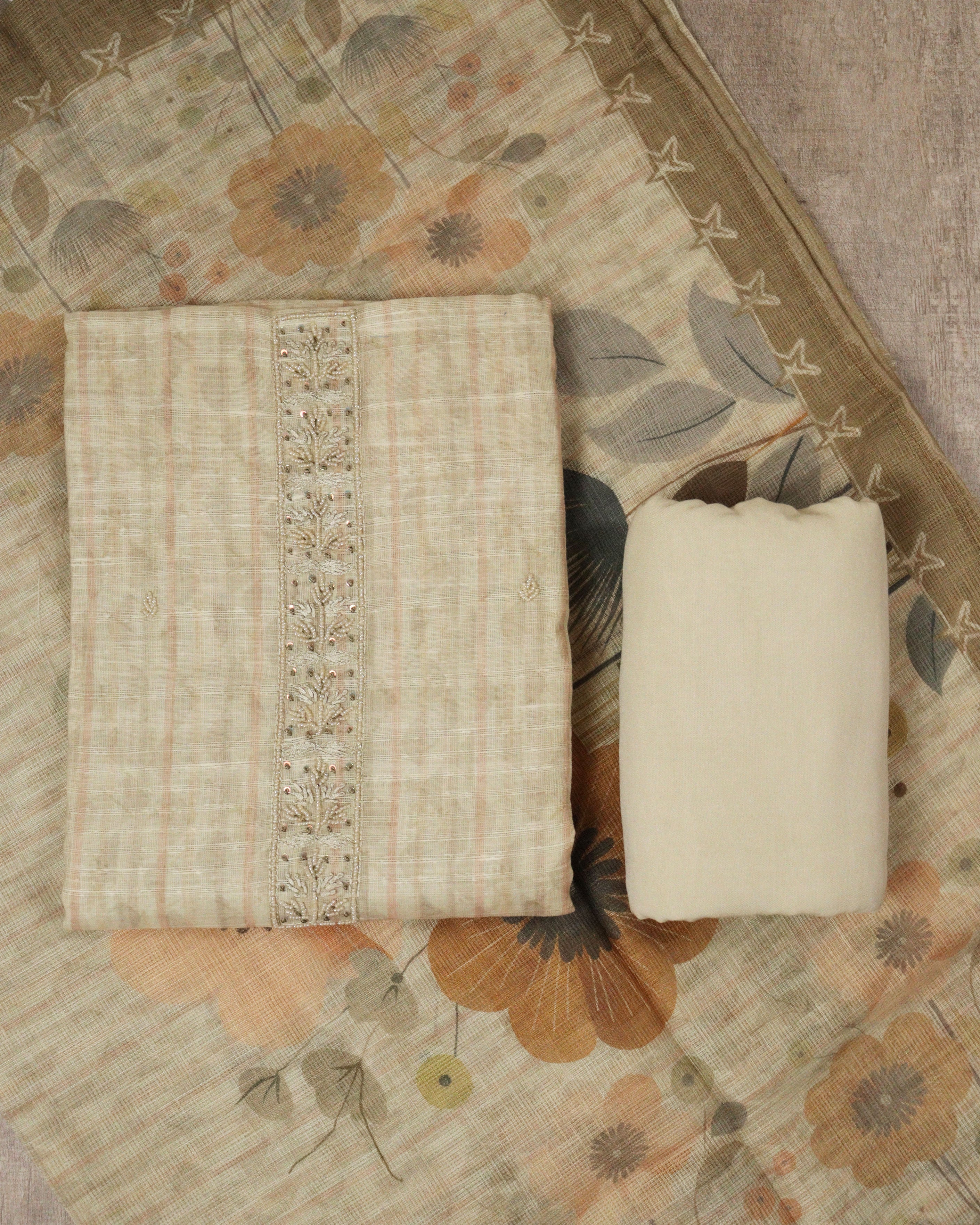 Load image into Gallery viewer, Linen Cotton Unstitched Suit-5393