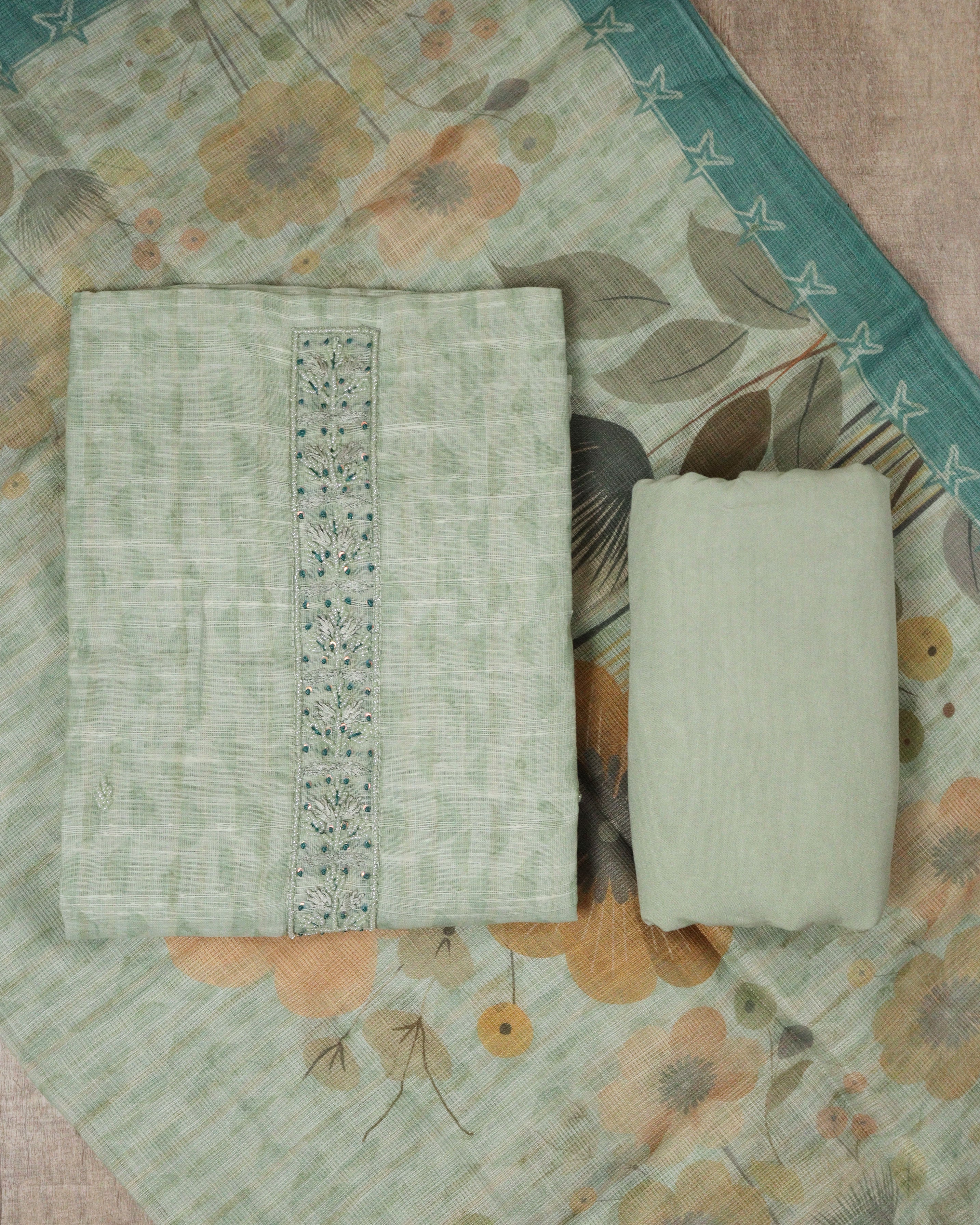 Load image into Gallery viewer, Linen Cotton Unstitched Suit-5393