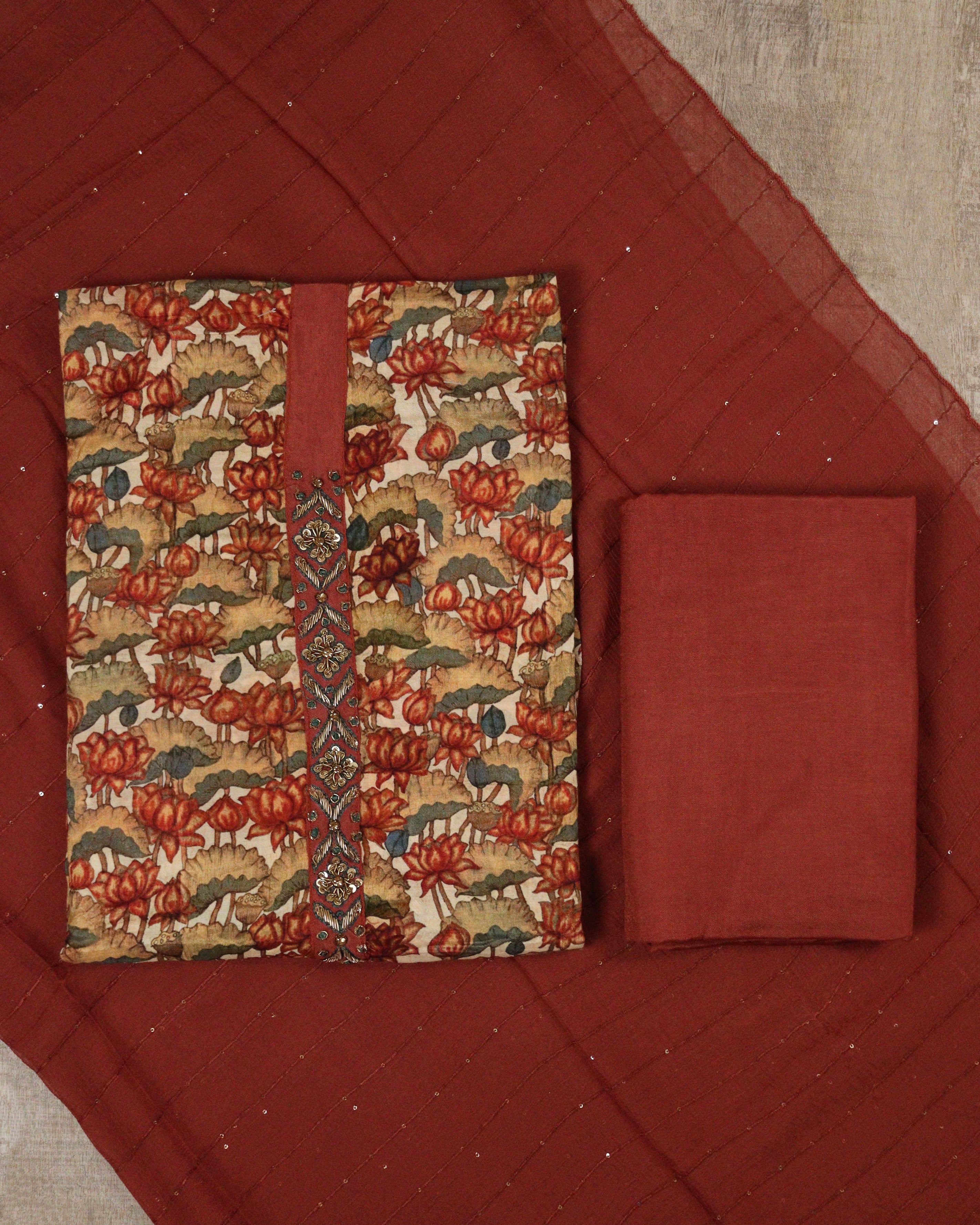 Load image into Gallery viewer, Muslin Silk Unstitched Suit-00083