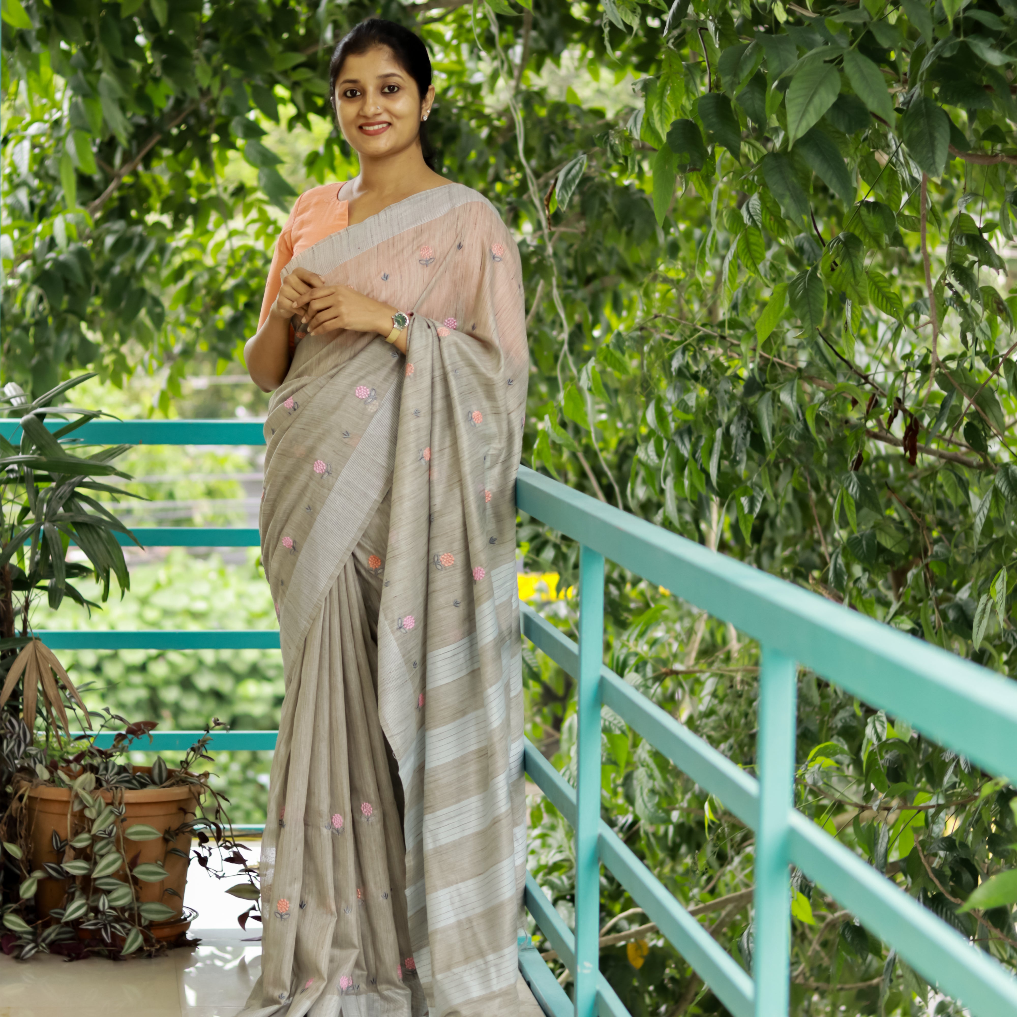 Load image into Gallery viewer, Linen Basuwada Silk Saree (Pre-order)- 4026