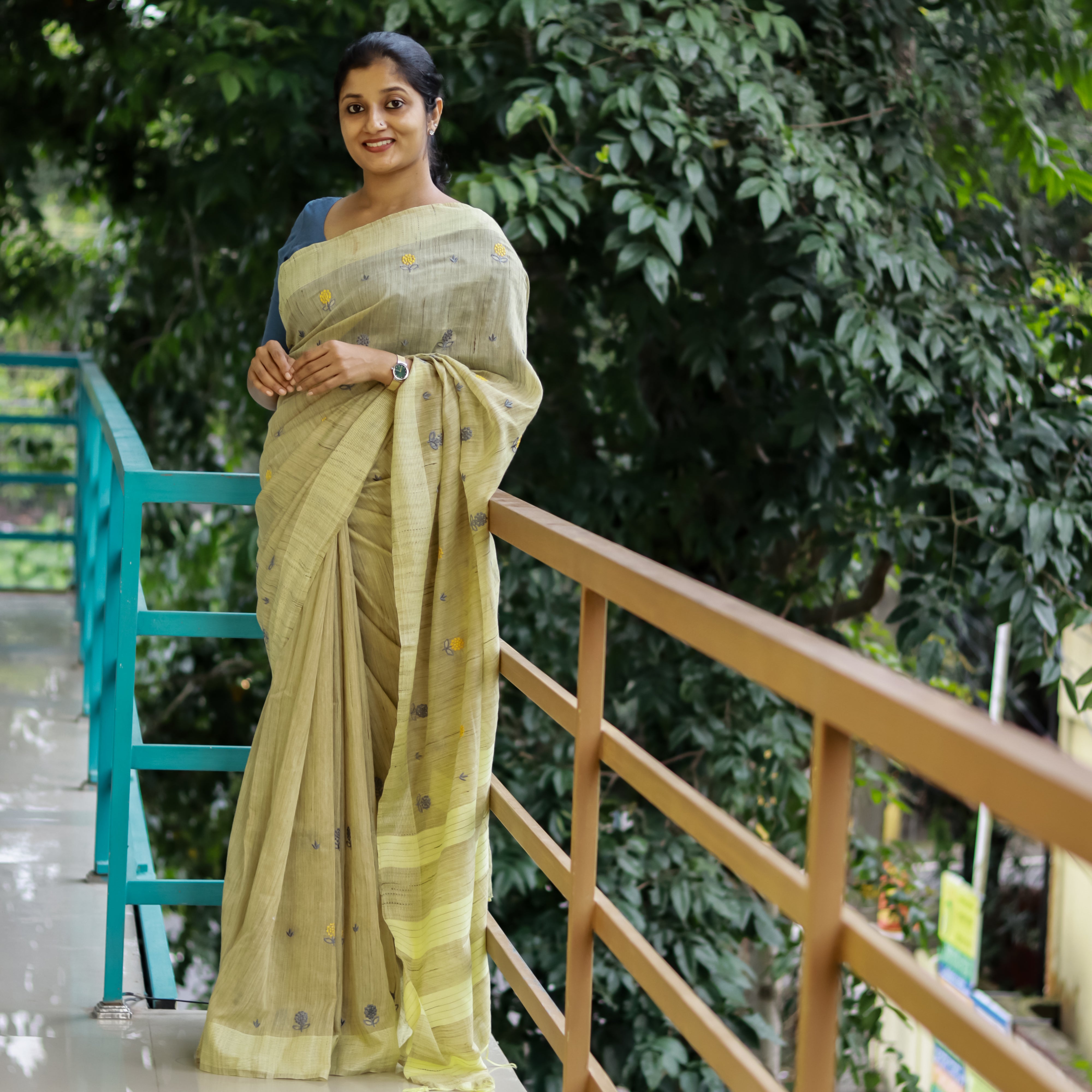 Load image into Gallery viewer, Linen Basuwada Silk Saree (Pre-order)- 4026