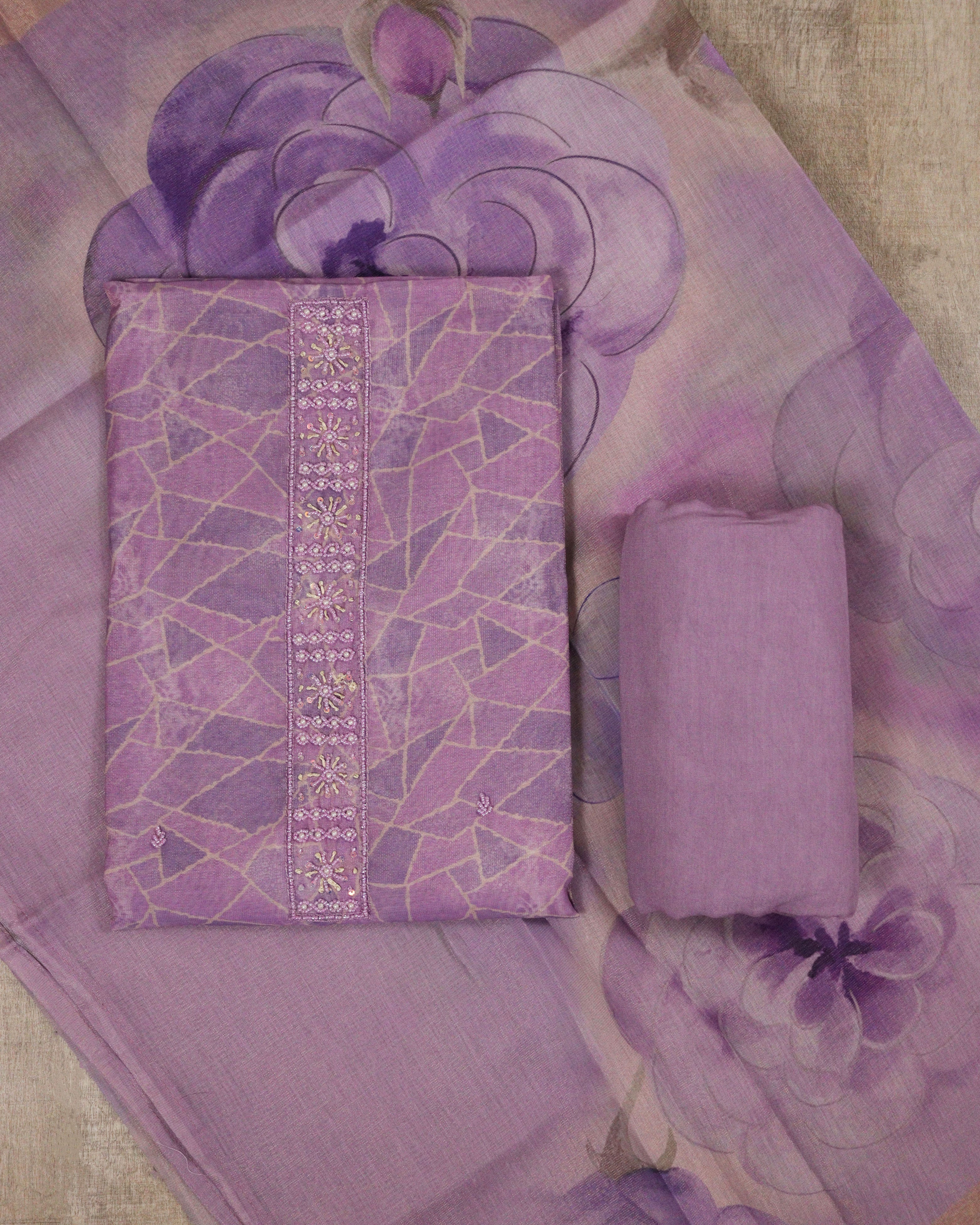 Load image into Gallery viewer, Linen Tissue Unstitched Suit-00136