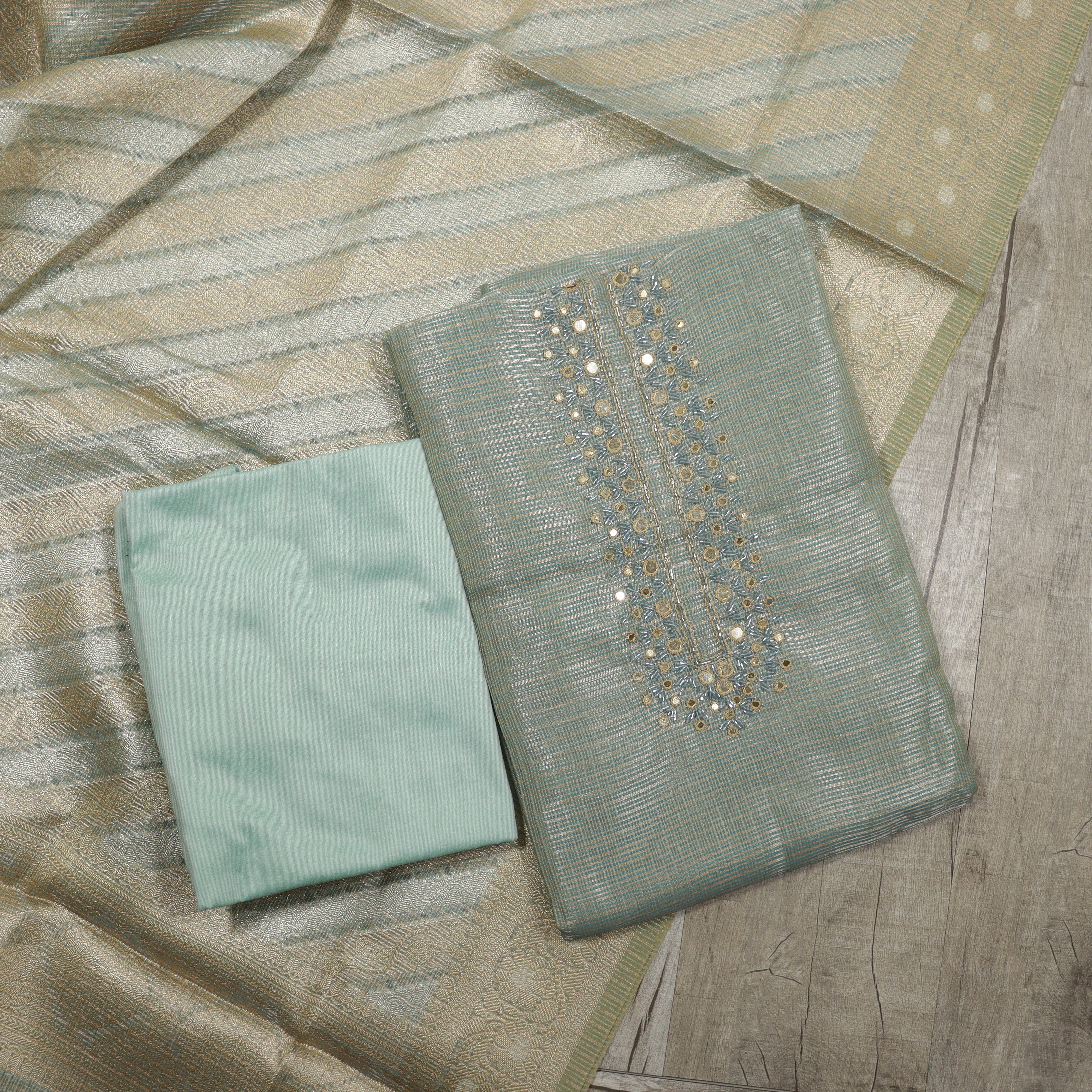 Load image into Gallery viewer, Organza Tissue Unstitched Suit -3932