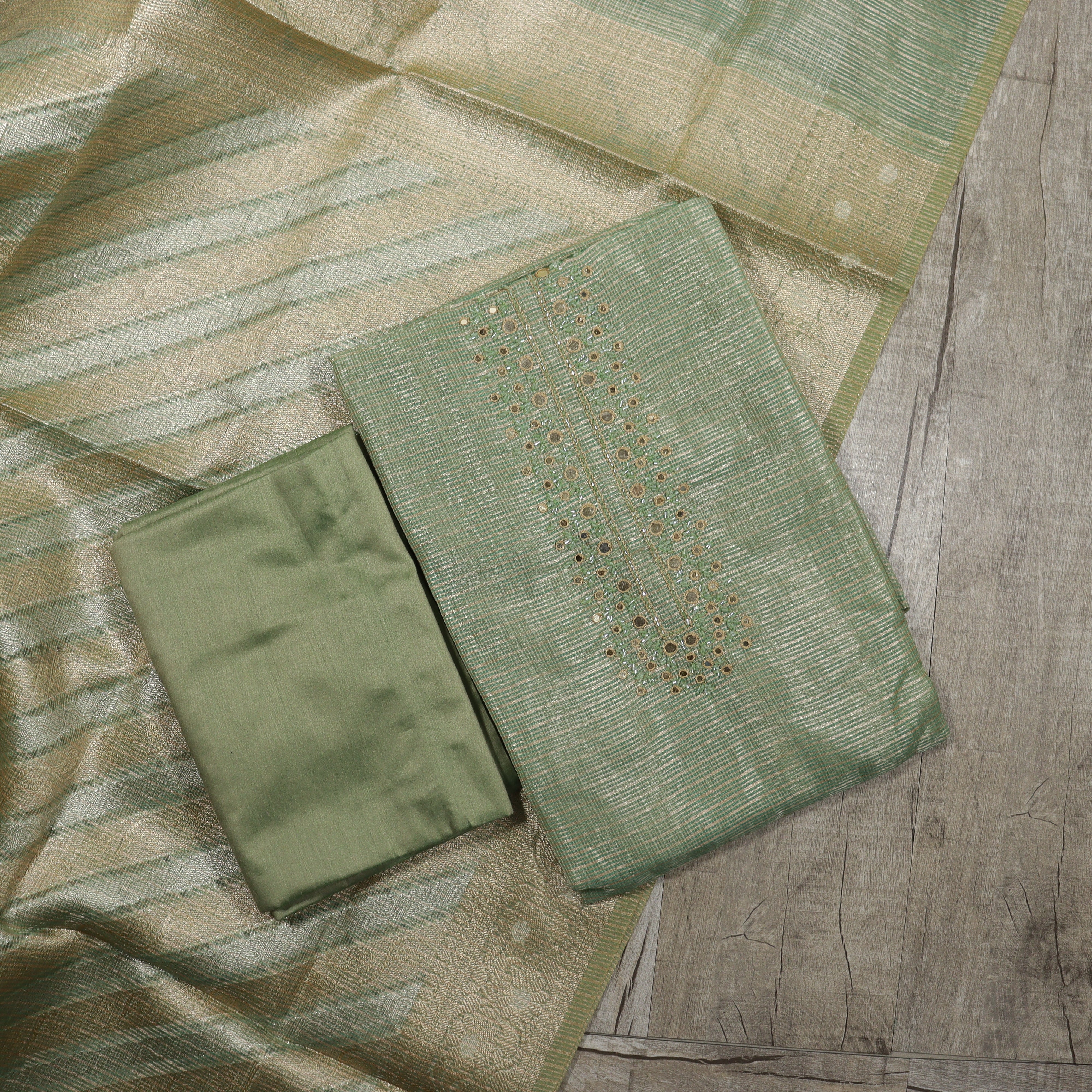 Load image into Gallery viewer, Organza Tissue Unstitched Suit -3932