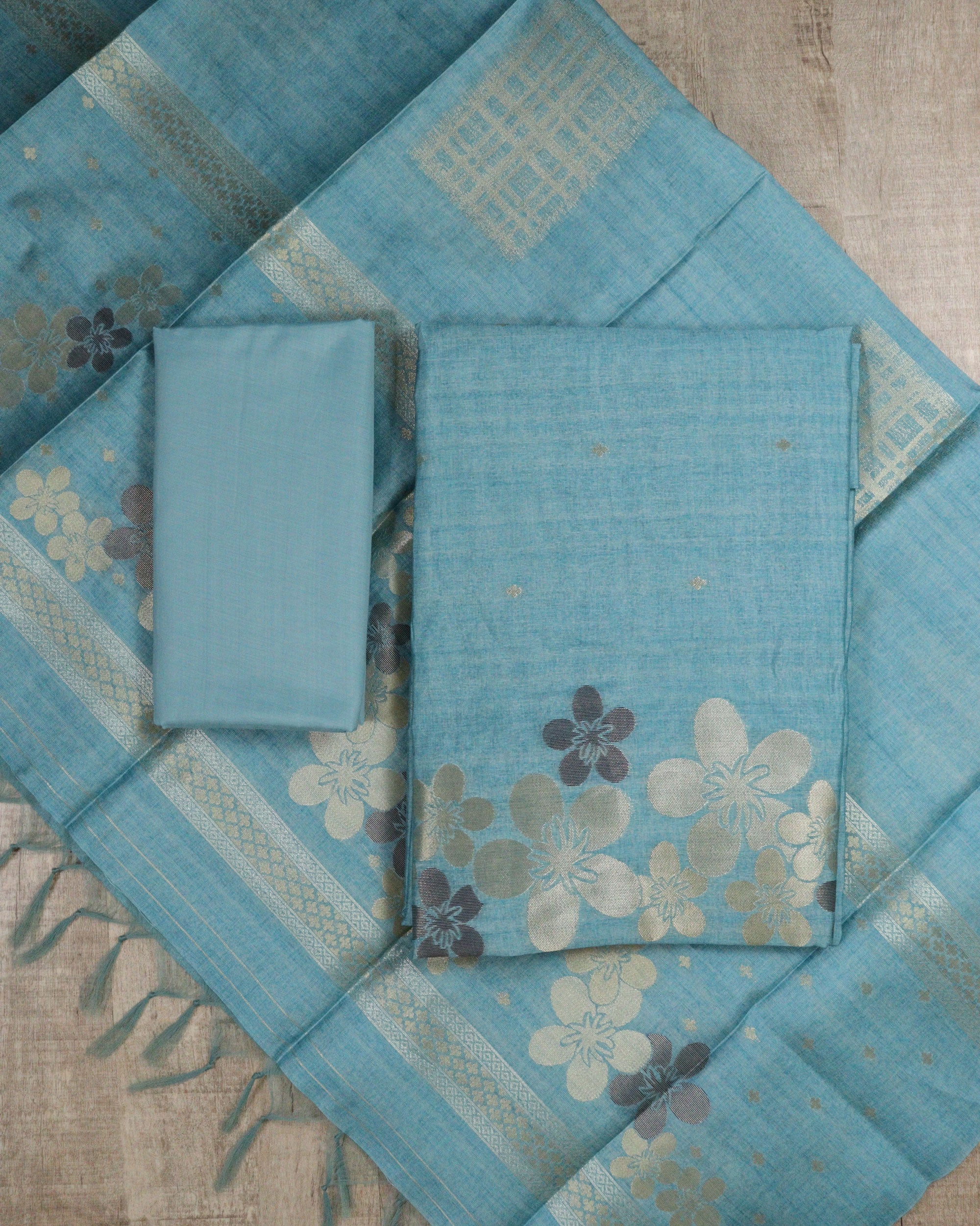 Load image into Gallery viewer, Semi Tussar Silk Unstitched Suit-00197