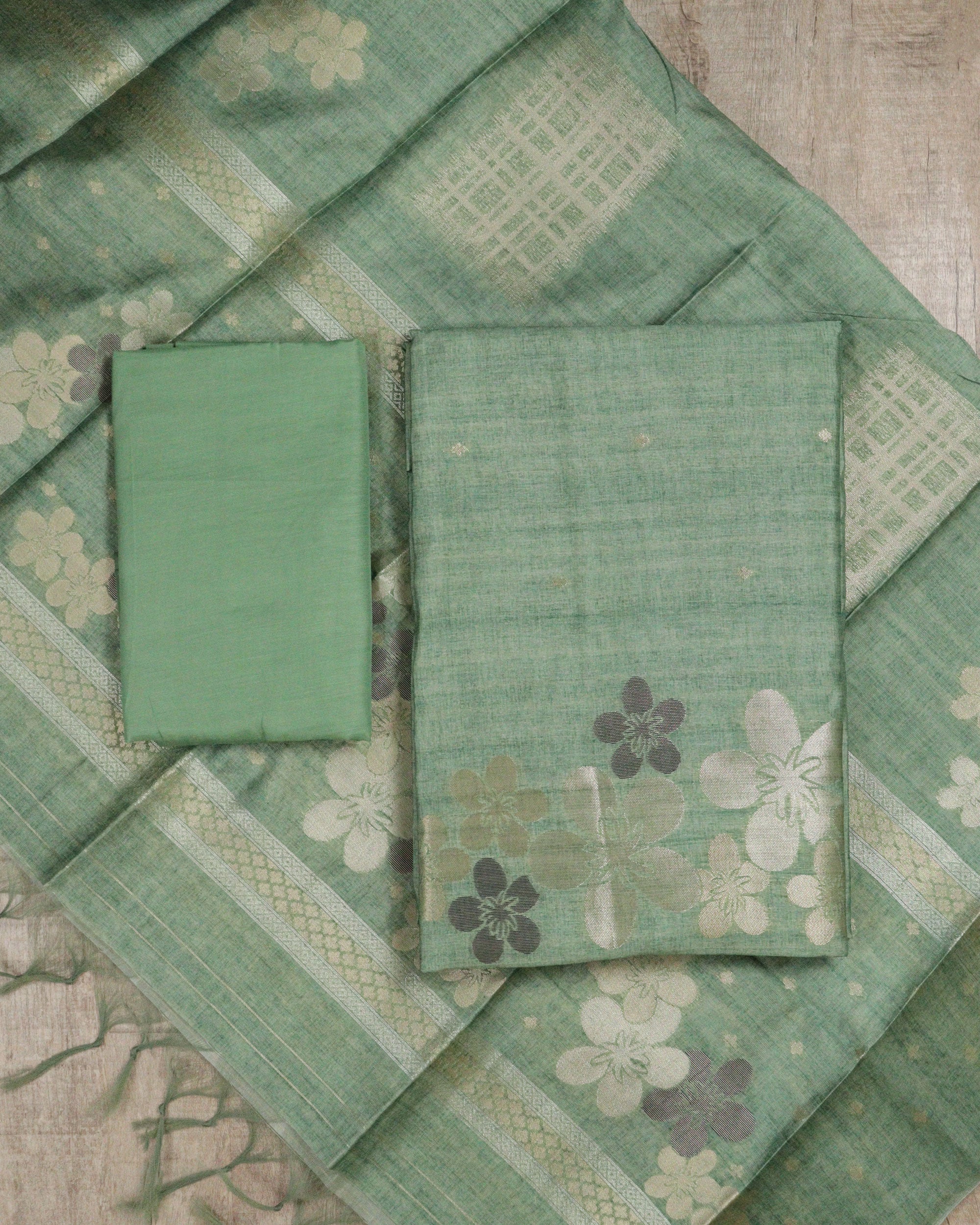 Load image into Gallery viewer, Semi Tussar Silk Unstitched Suit-00197