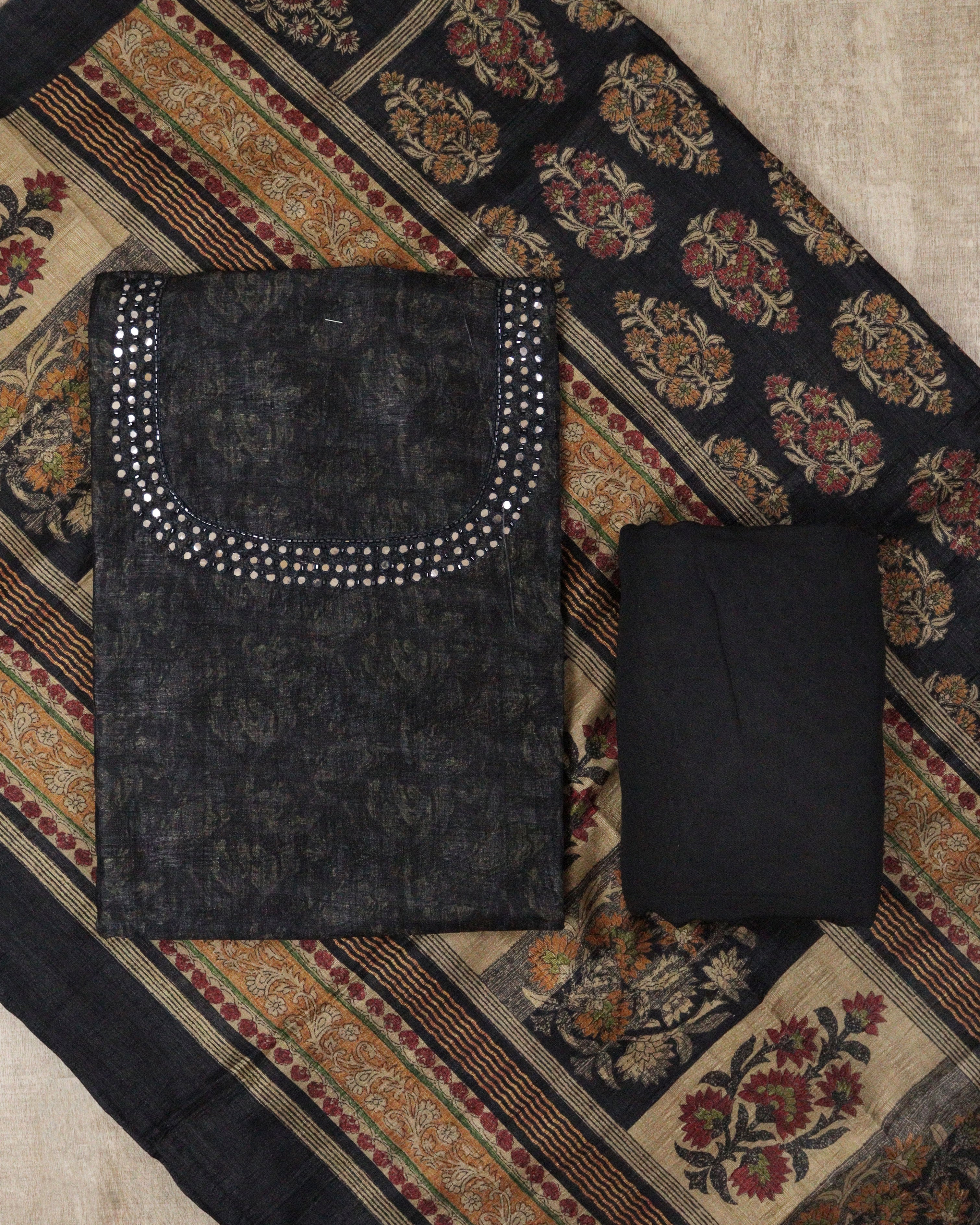 Load image into Gallery viewer, Semi Tussar Silk Unstitched Suit-00200