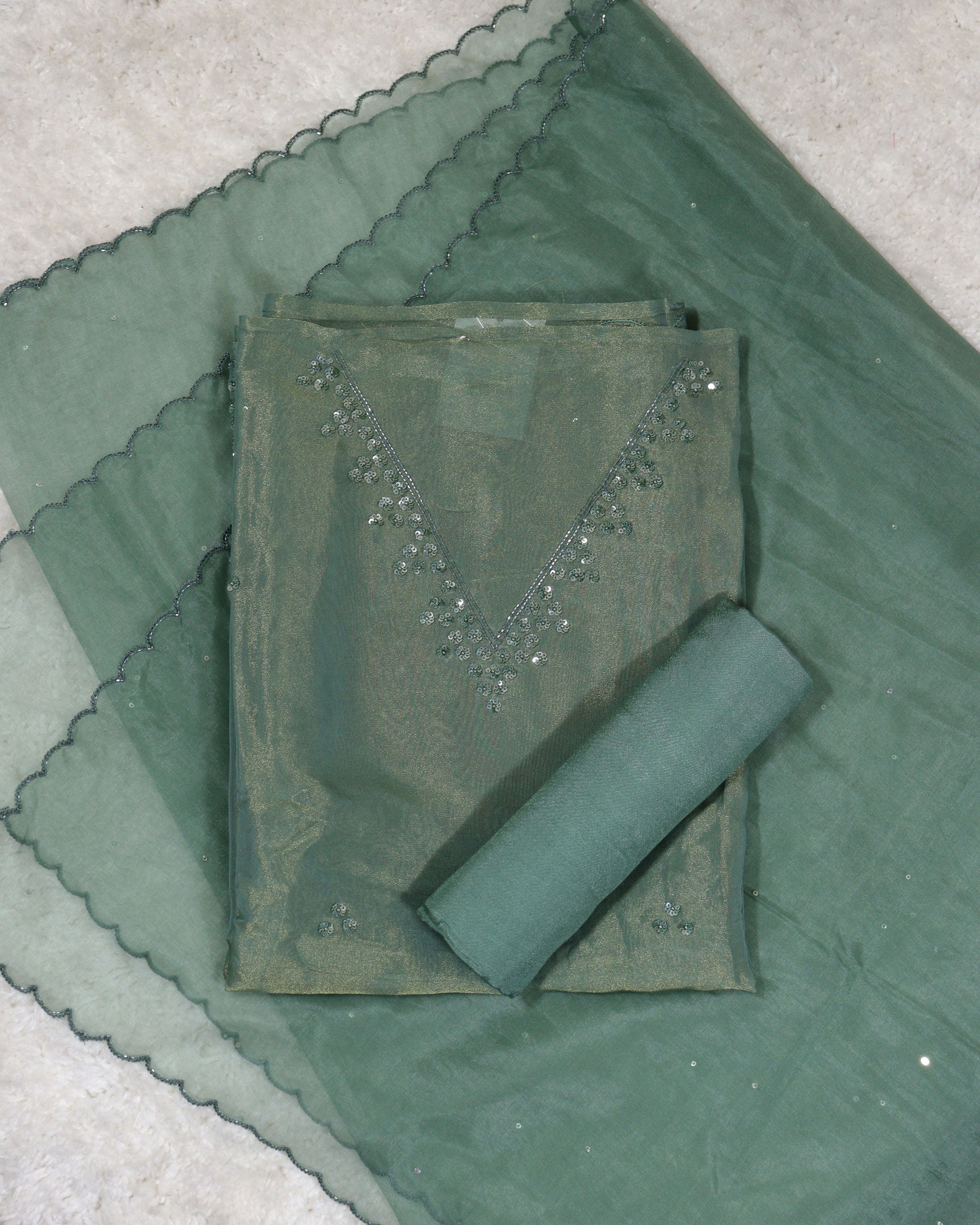 Load image into Gallery viewer, Tissue Organza Unstitched Suit -00251